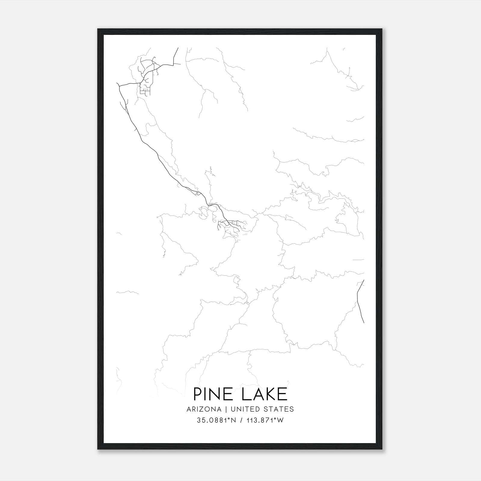 Pine Lake Arizona Map Poster, Modern Home Decor Wall Art Print Pine Lake Arizona Map Poster, Modern Home Decor Wall Art Print