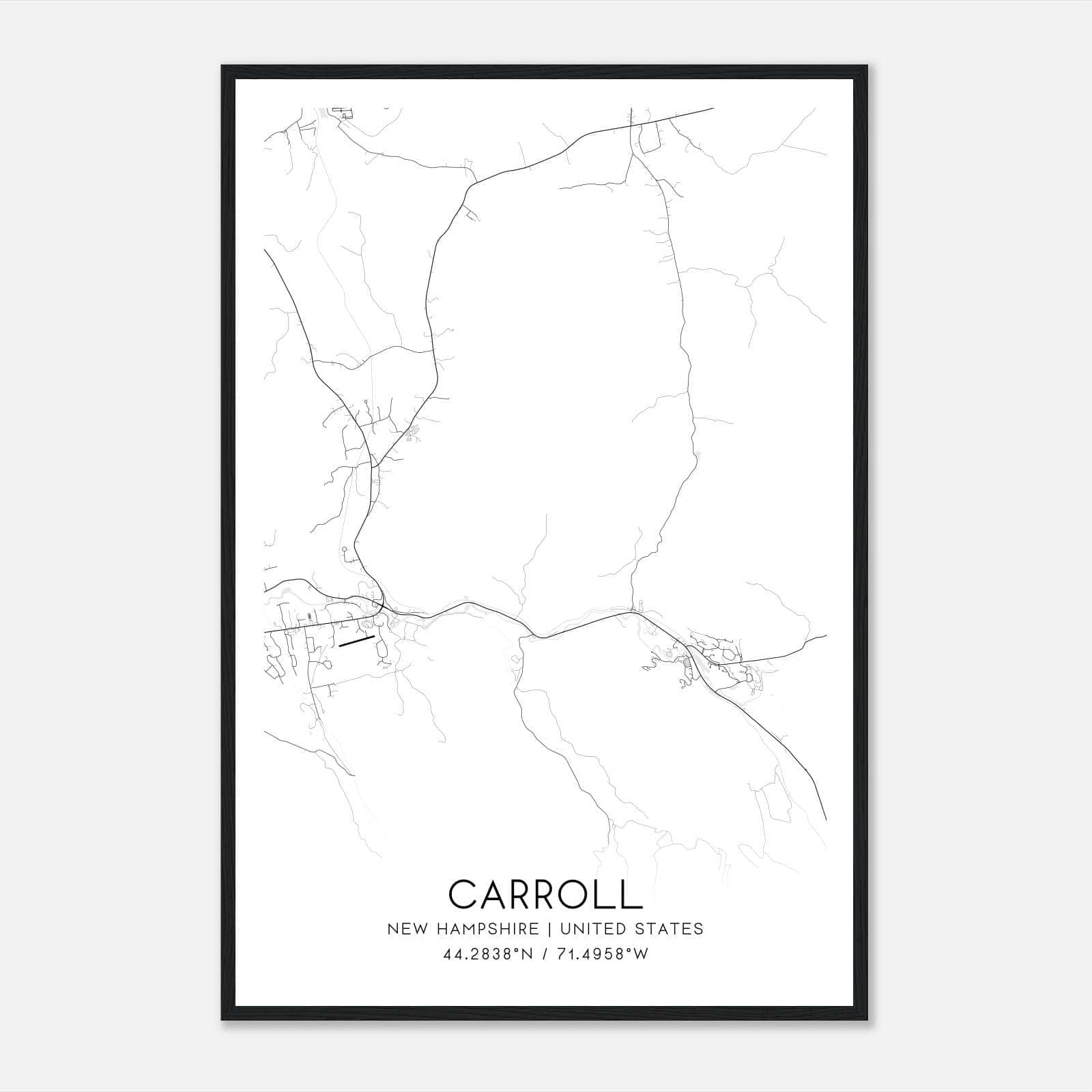 Carroll New Hampshire Map Poster, Modern Home Decor Wall Art Print Carroll New Hampshire Map Poster, Modern Home Decor Wall Art Print