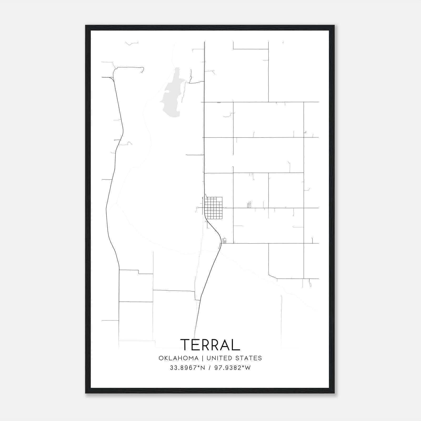 Terral Oklahoma Map Poster, Modern Home Decor Wall Art Print Terral Oklahoma Map Poster, Modern Home Decor Wall Art Print