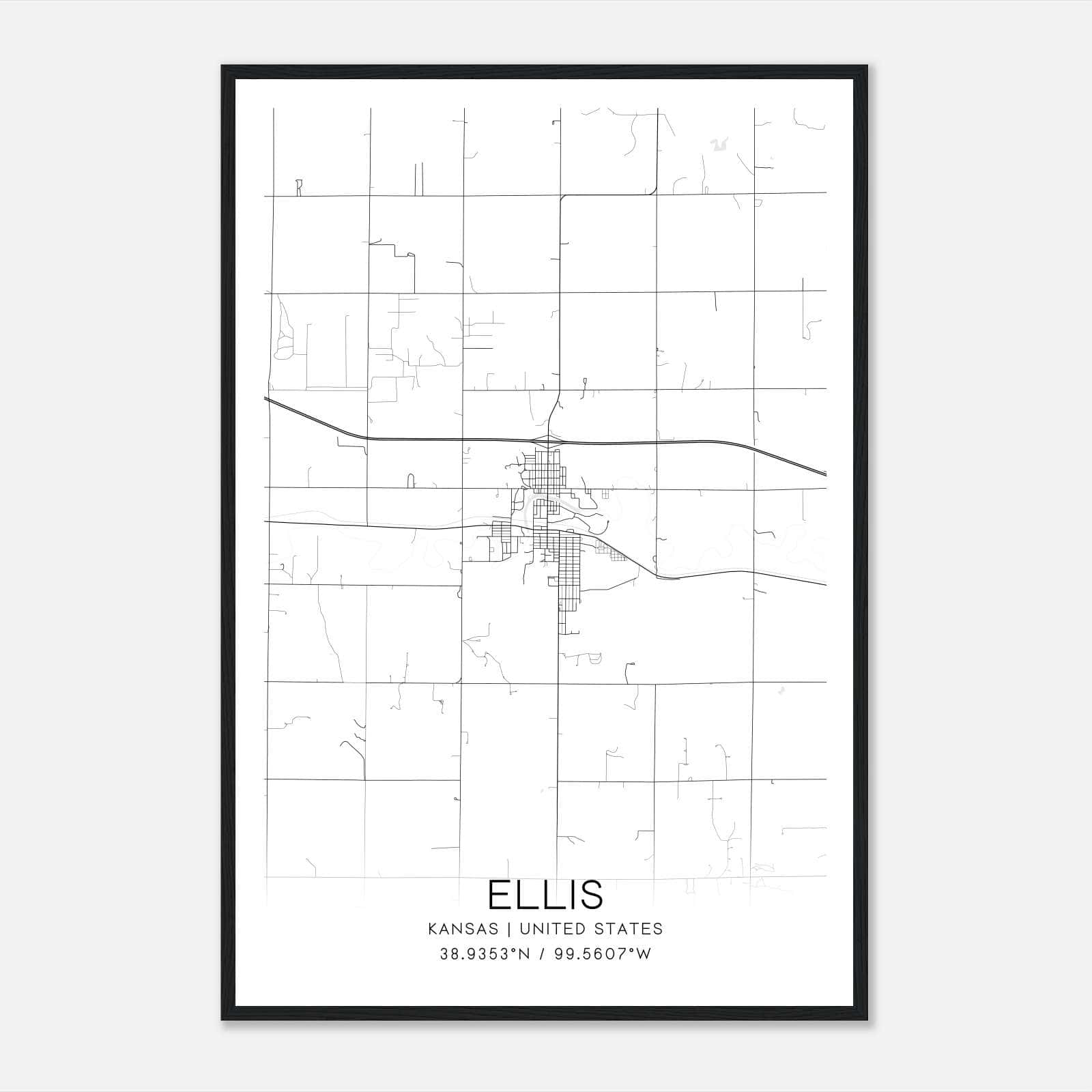 Ellis Kansas Map Poster, Modern Home Decor Wall Art Print Ellis Kansas Map Poster, Modern Home Decor Wall Art Print