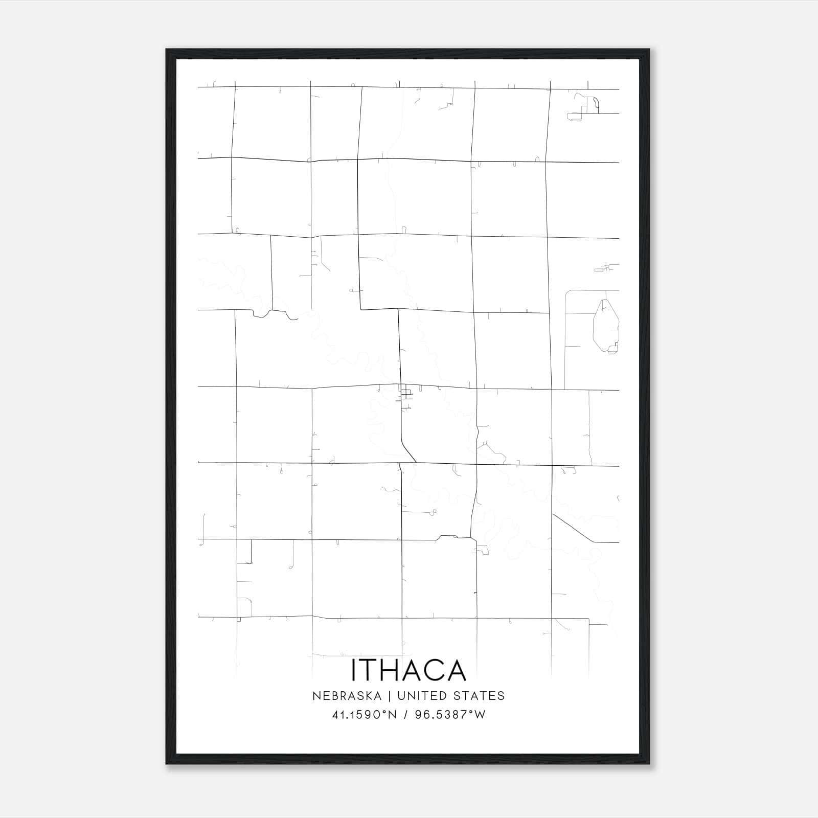 Ithaca Nebraska Map Poster, Modern Home Decor Wall Art Print Ithaca Nebraska Map Poster, Modern Home Decor Wall Art Print