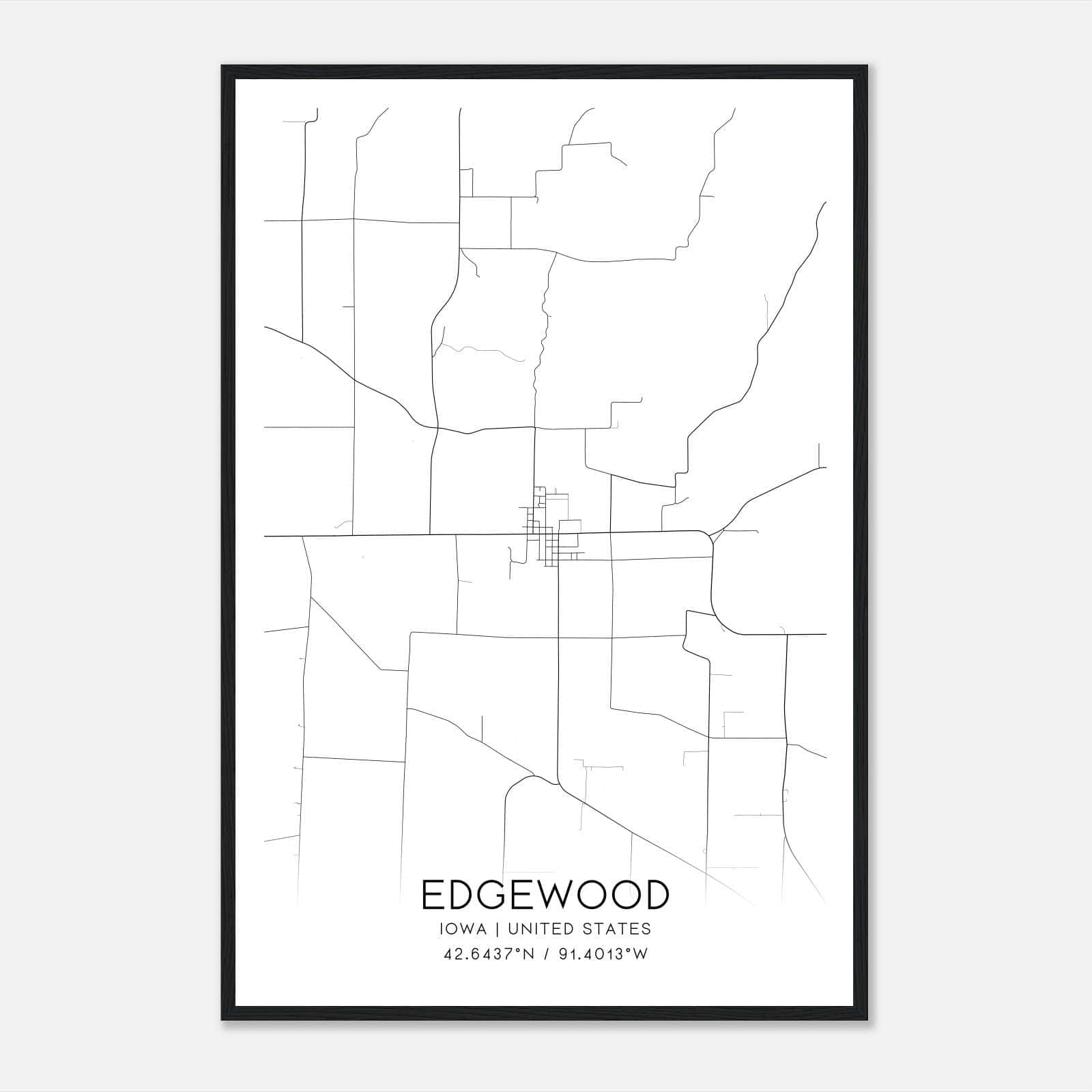 Edgewood Iowa Map Poster, Modern Home Decor Wall Art Print Edgewood Iowa Map Poster, Modern Home Decor Wall Art Print