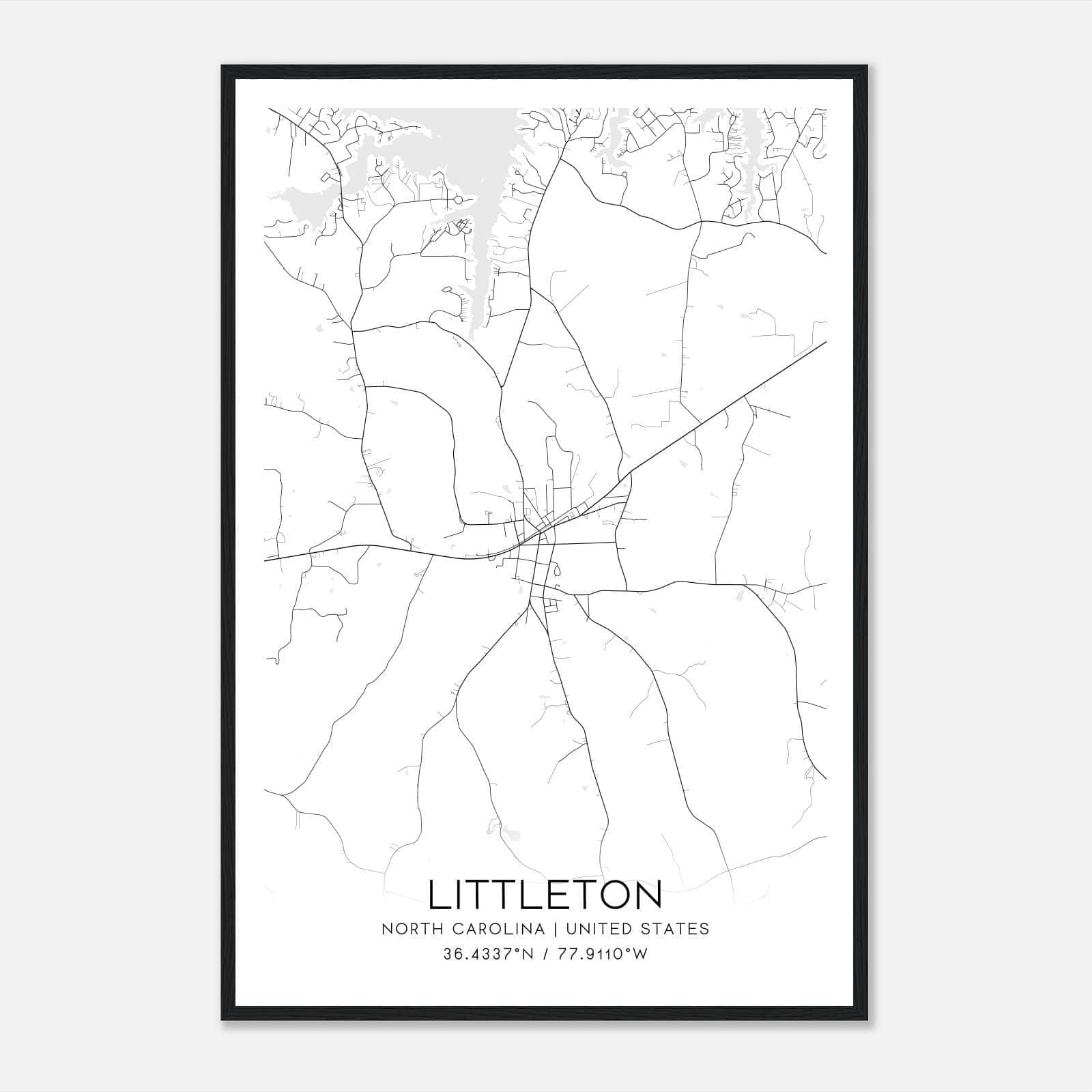 Littleton North Carolina Map Poster, Modern Home Decor Wall Art Print Littleton North Carolina Map Poster, Modern Home Decor Wall Art Print
