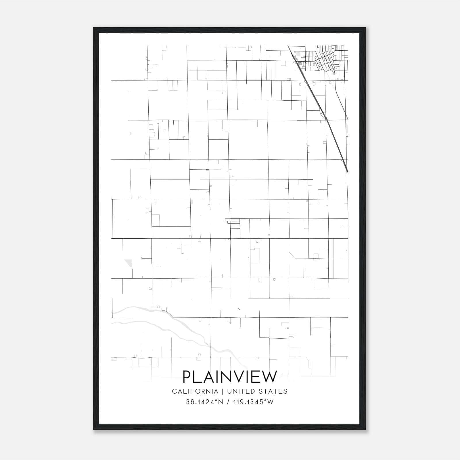 Plainview California Map Poster, Modern Home Decor Wall Art Print Plainview California Map Poster, Modern Home Decor Wall Art Print