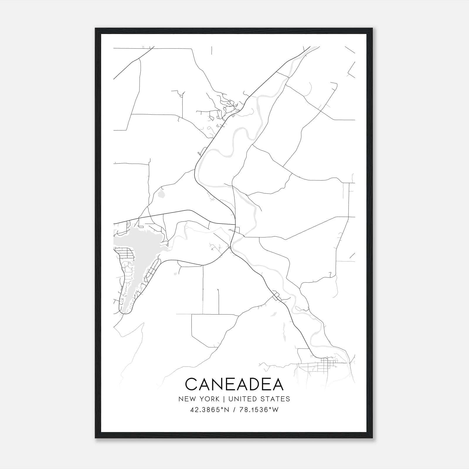 Caneadea New York Map Poster, Modern Home Decor Wall Art Print Caneadea New York Map Poster, Modern Home Decor Wall Art Print
