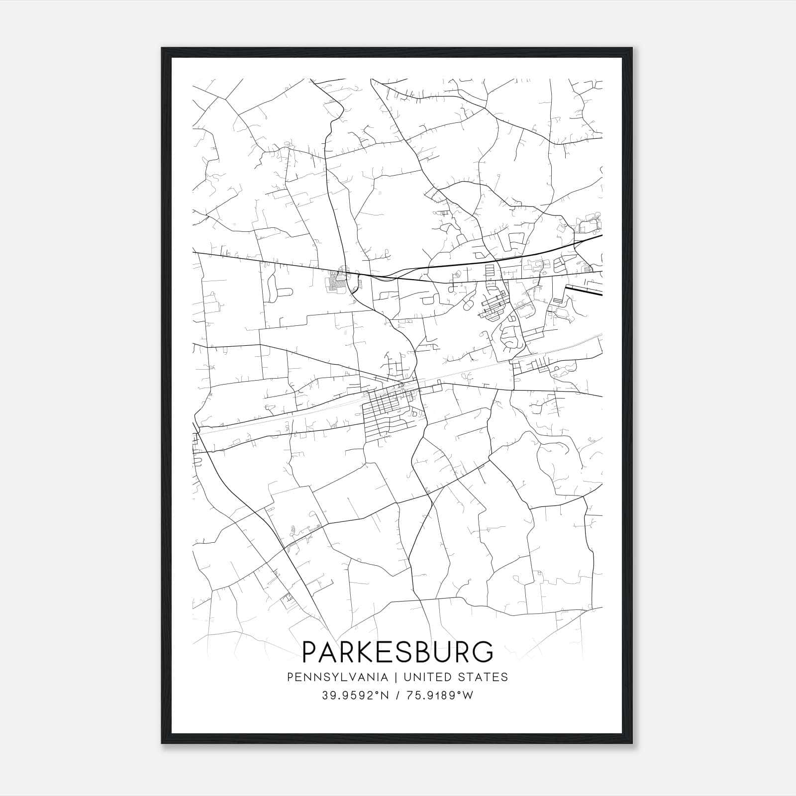 Parkesburg Pennsylvania Map Poster, Modern Home Decor Wall Art Print Parkesburg Pennsylvania Map Poster, Modern Home Decor Wall Art Print