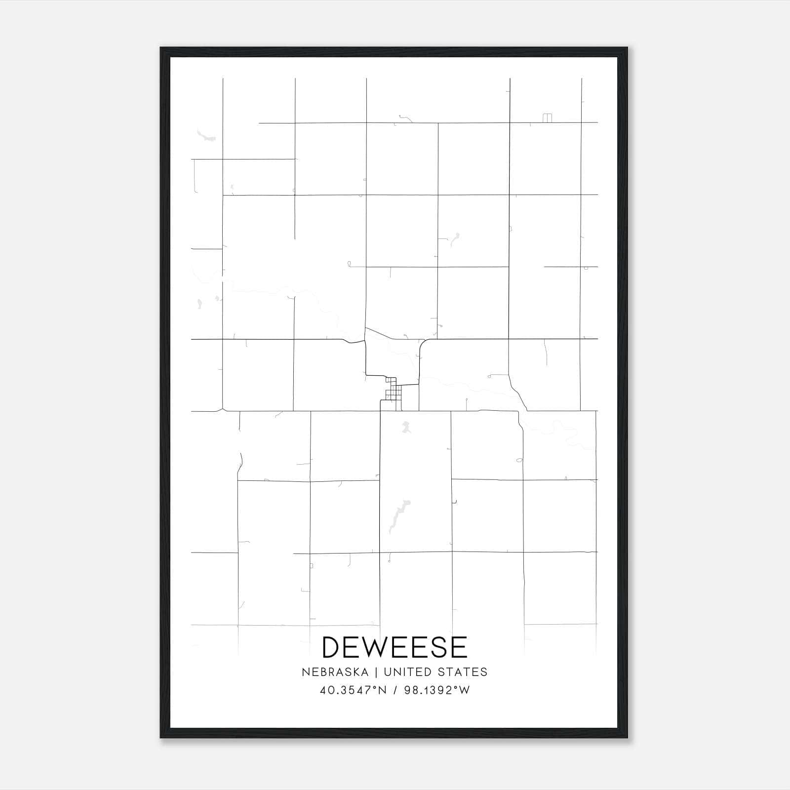 Deweese Nebraska Map Poster, Modern Home Decor Wall Art Print Deweese Nebraska Map Poster, Modern Home Decor Wall Art Print