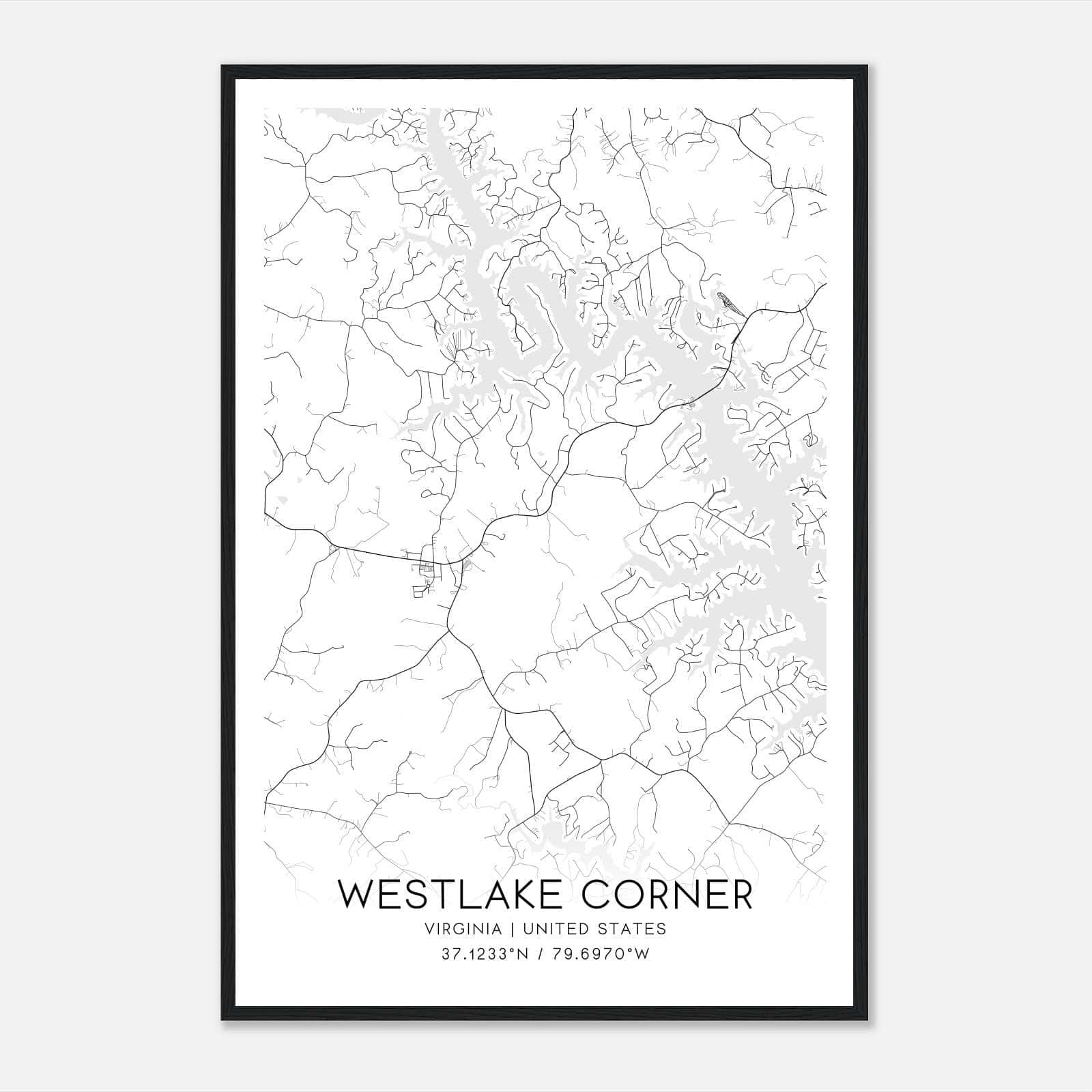 Westlake Corner Virginia Map Poster, Modern Home Decor Wall Art Print Westlake Corner Virginia Map Poster, Modern Home Decor Wall Art Print
