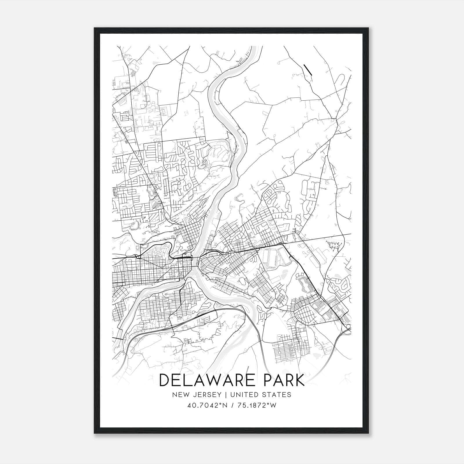 Delaware Park New Jersey Map Poster, Modern Home Decor Wall Art Print Delaware Park New Jersey Map Poster, Modern Home Decor Wall Art Print