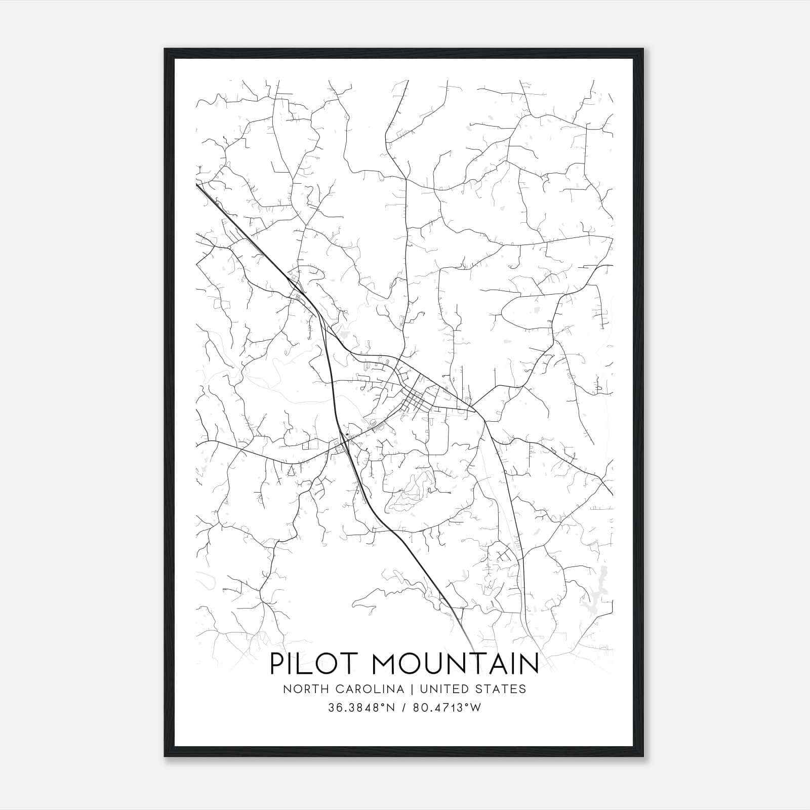 Pilot Mountain North Carolina Map Poster, Modern Home Decor Wall Art Print Pilot Mountain North Carolina Map Poster, Modern Home Decor Wall Art Print