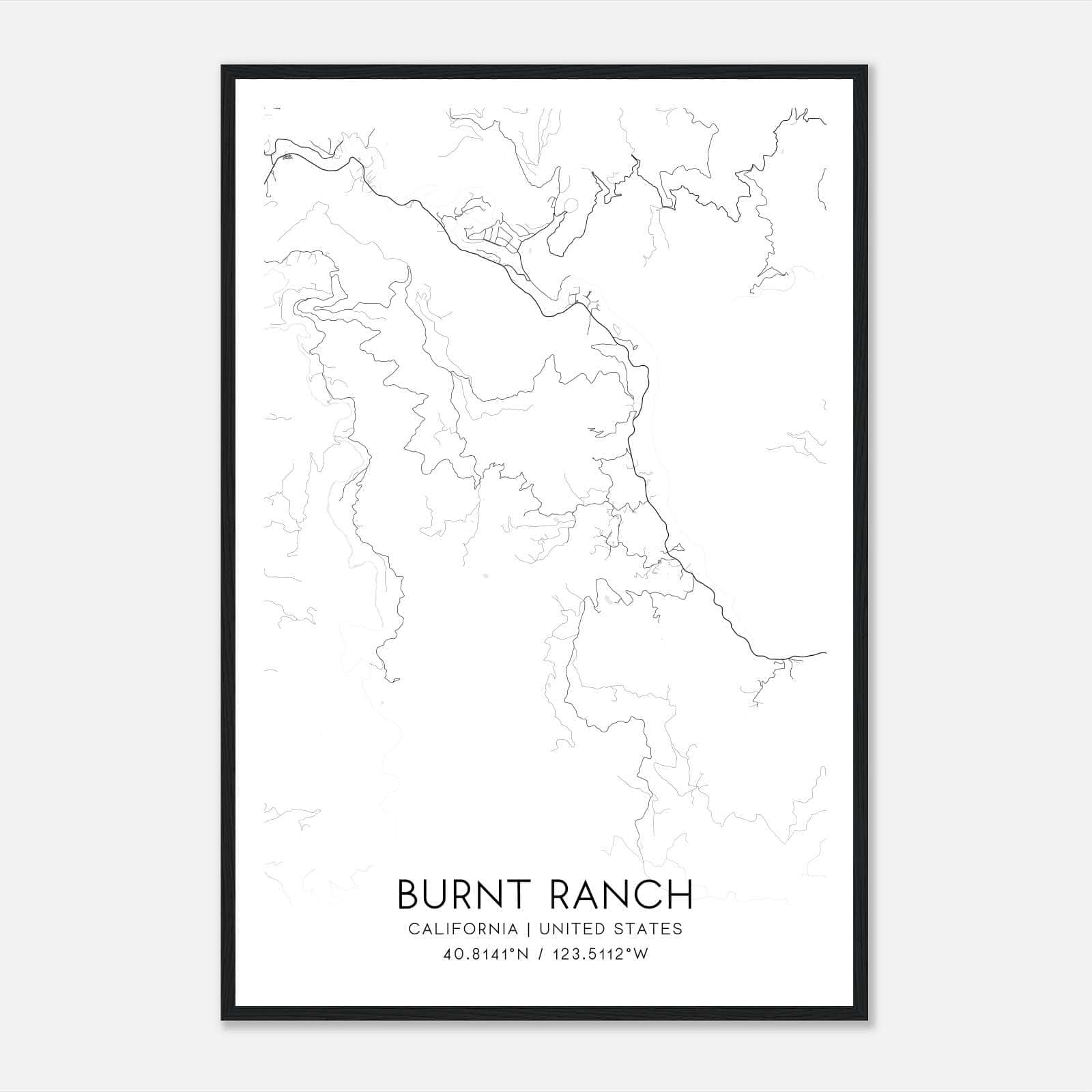 Burnt Ranch California Map Poster, Modern Home Decor Wall Art Print Burnt Ranch California Map Poster, Modern Home Decor Wall Art Print