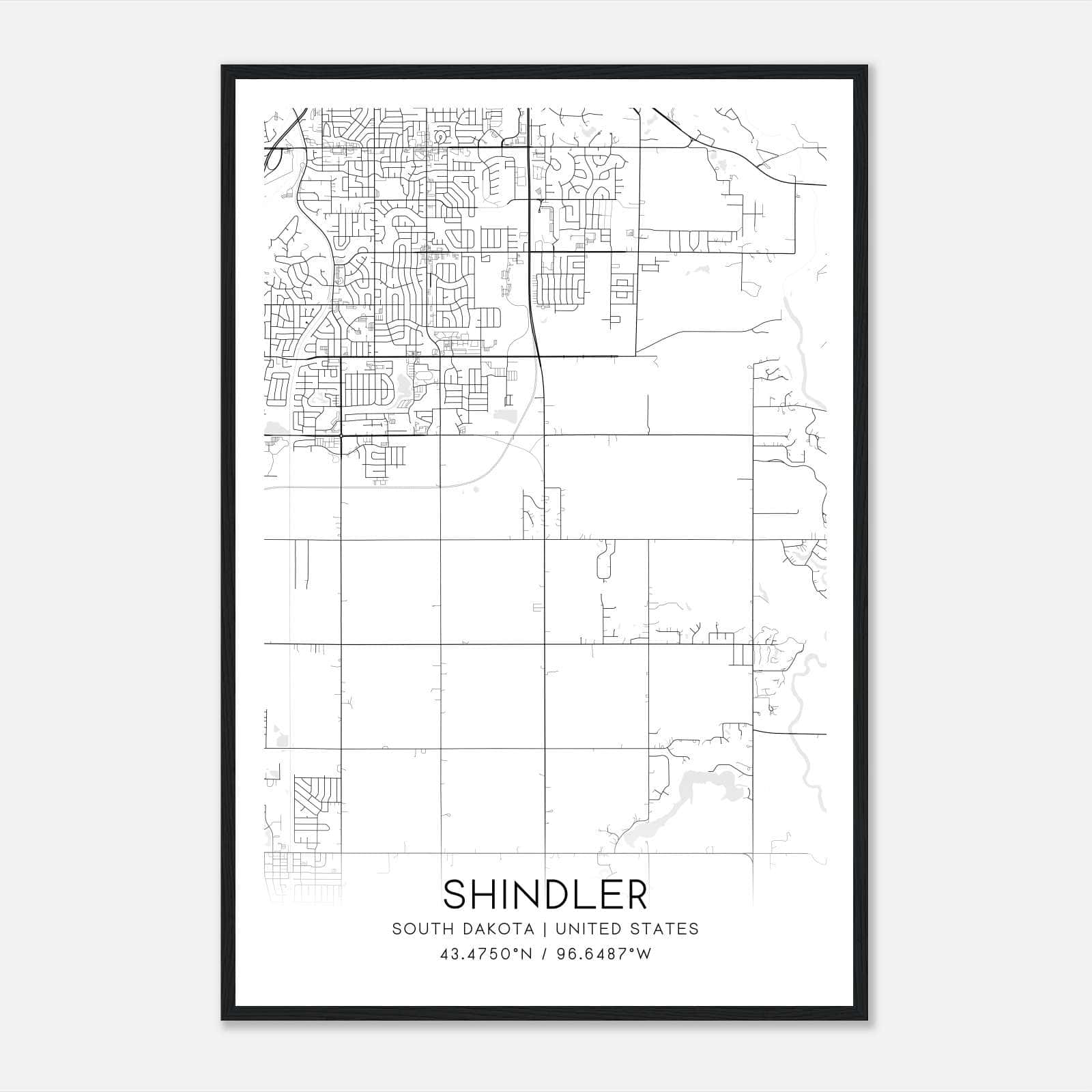 Shindler South Dakota Map Poster, Modern Home Decor Wall Art Print Shindler South Dakota Map Poster, Modern Home Decor Wall Art Print