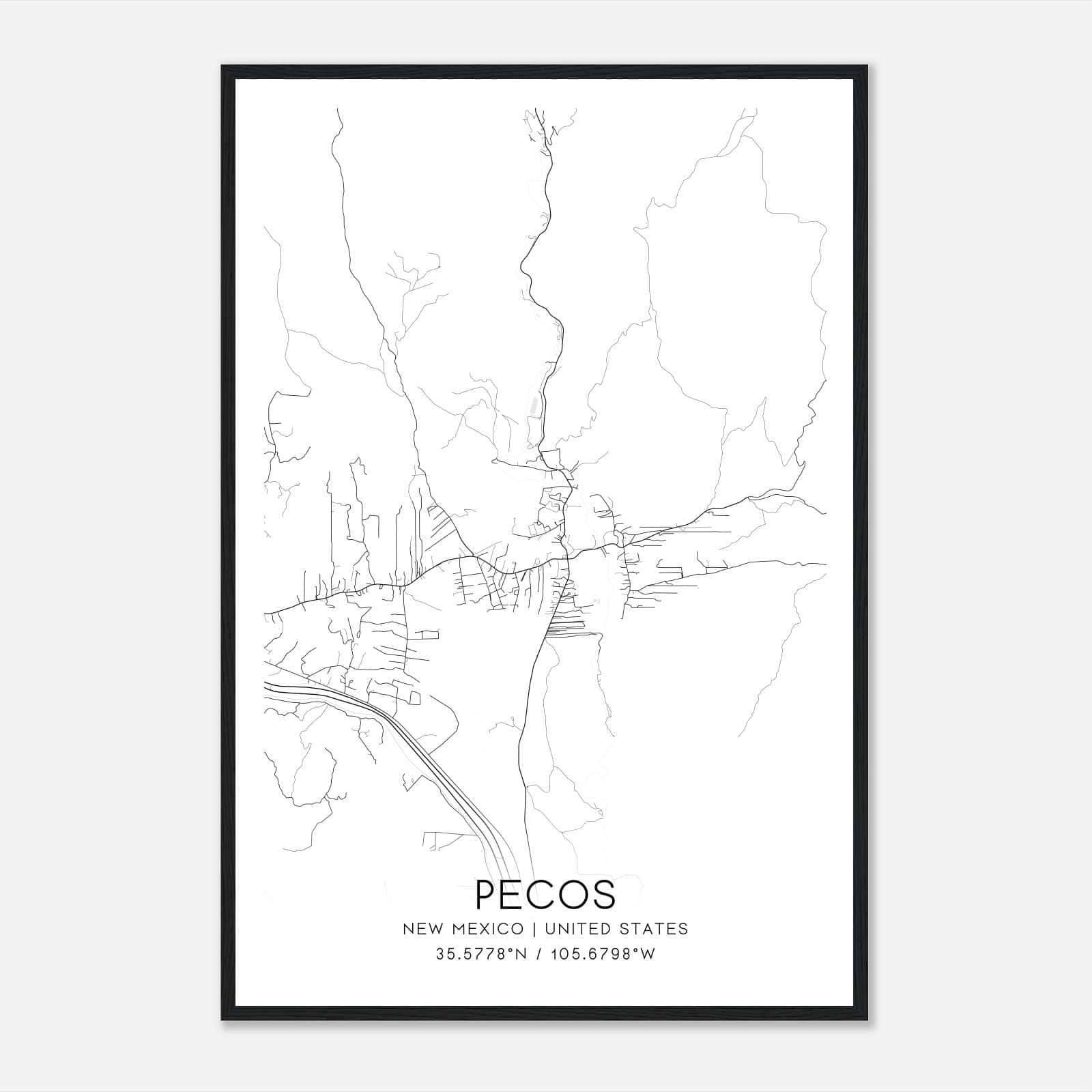 Pecos New Mexico Map Poster, Modern Home Decor Wall Art Print Pecos New Mexico Map Poster, Modern Home Decor Wall Art Print