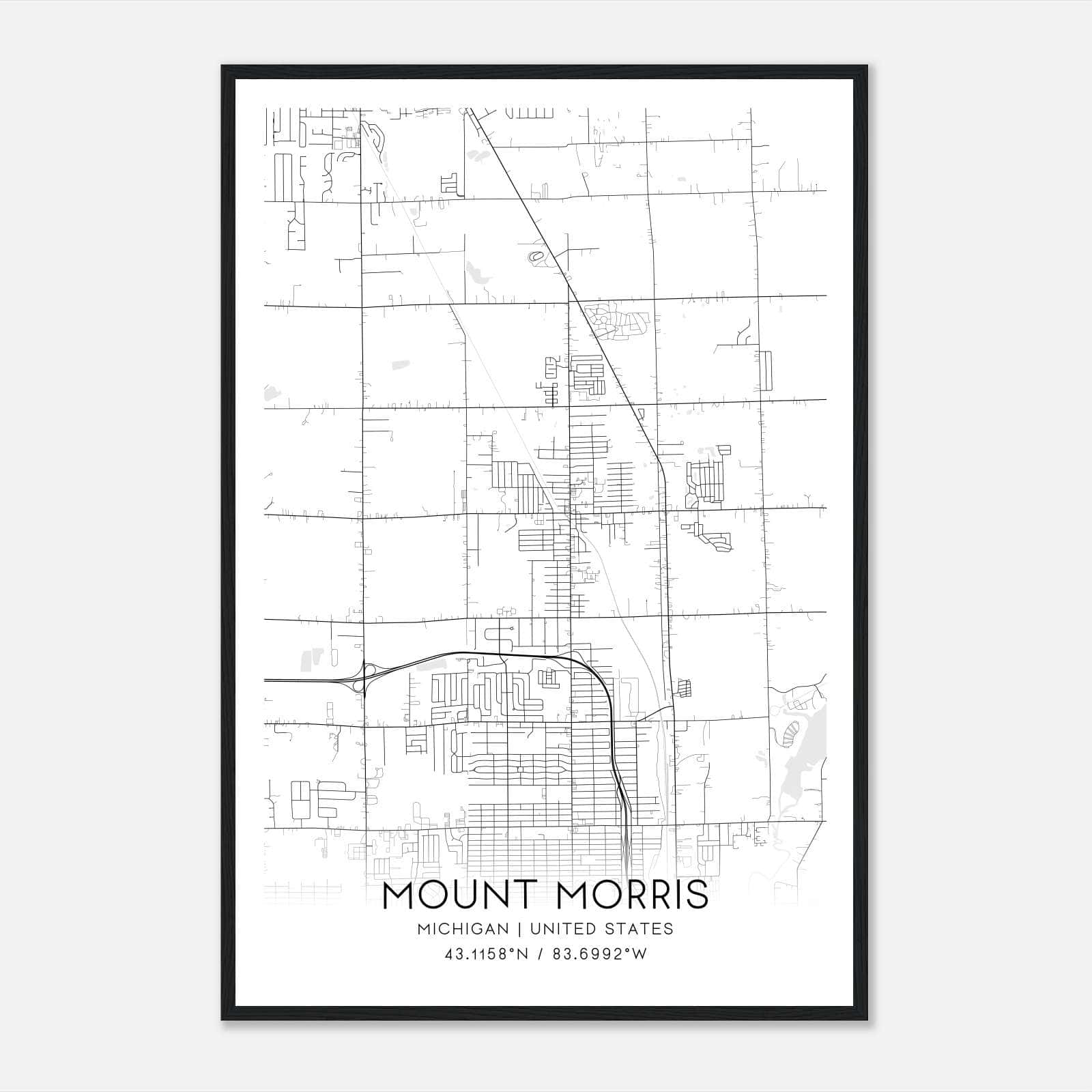 Mount Morris Michigan Map Poster, Modern Home Decor Wall Art Print Mount Morris Michigan Map Poster, Modern Home Decor Wall Art Print
