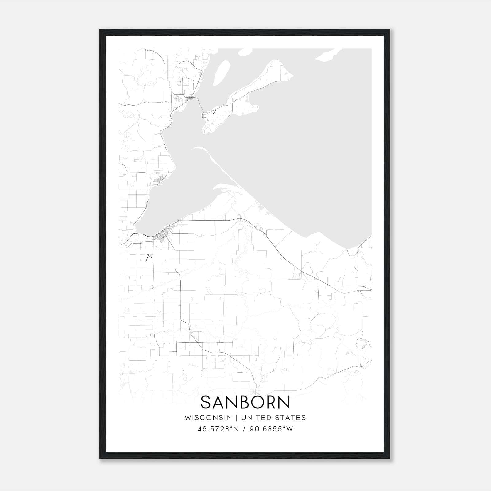 Sanborn Wisconsin Map Poster, Modern Home Decor Wall Art Print Sanborn Wisconsin Map Poster, Modern Home Decor Wall Art Print