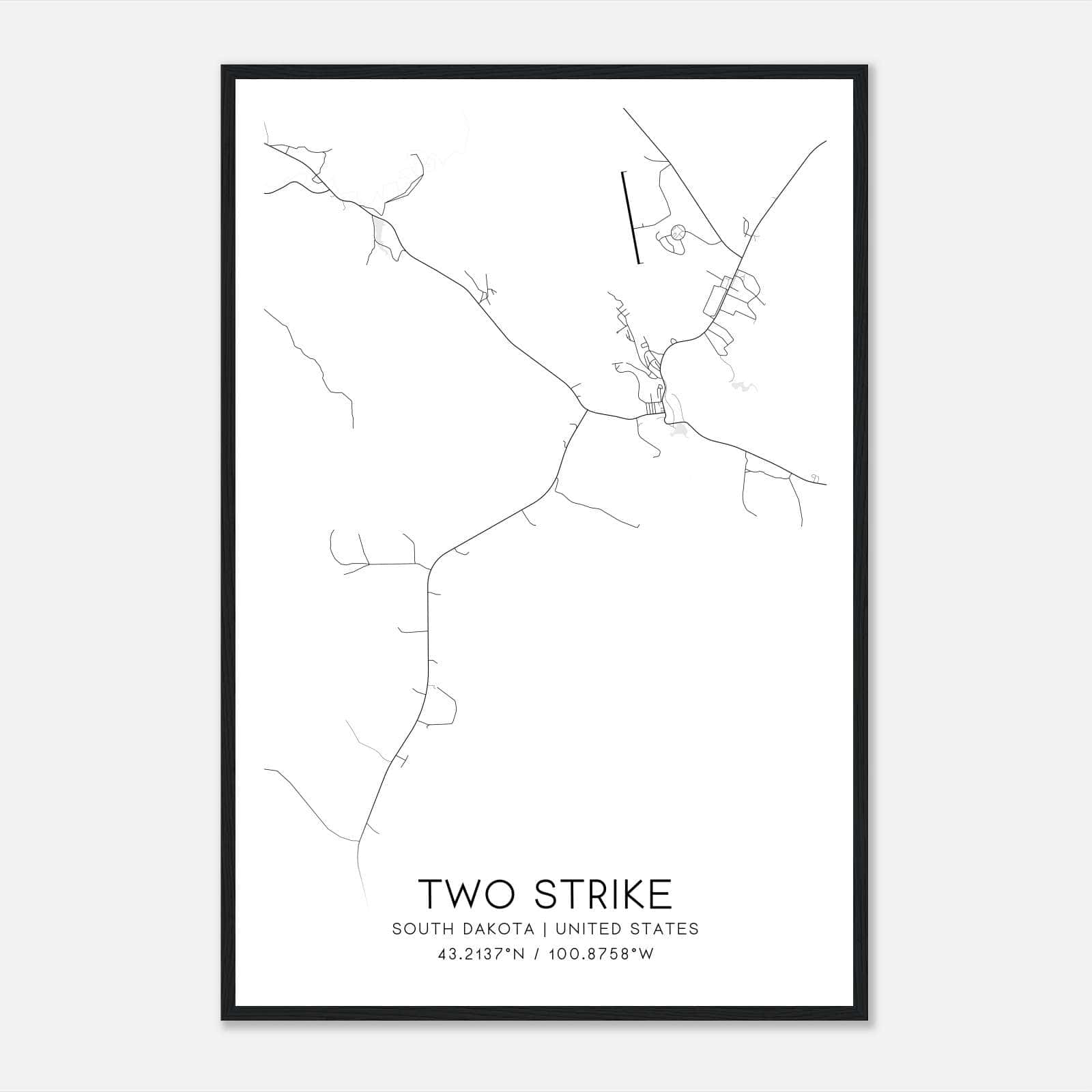 Two Strike South Dakota Map Poster, Modern Home Decor Wall Art Print Two Strike South Dakota Map Poster, Modern Home Decor Wall Art Print