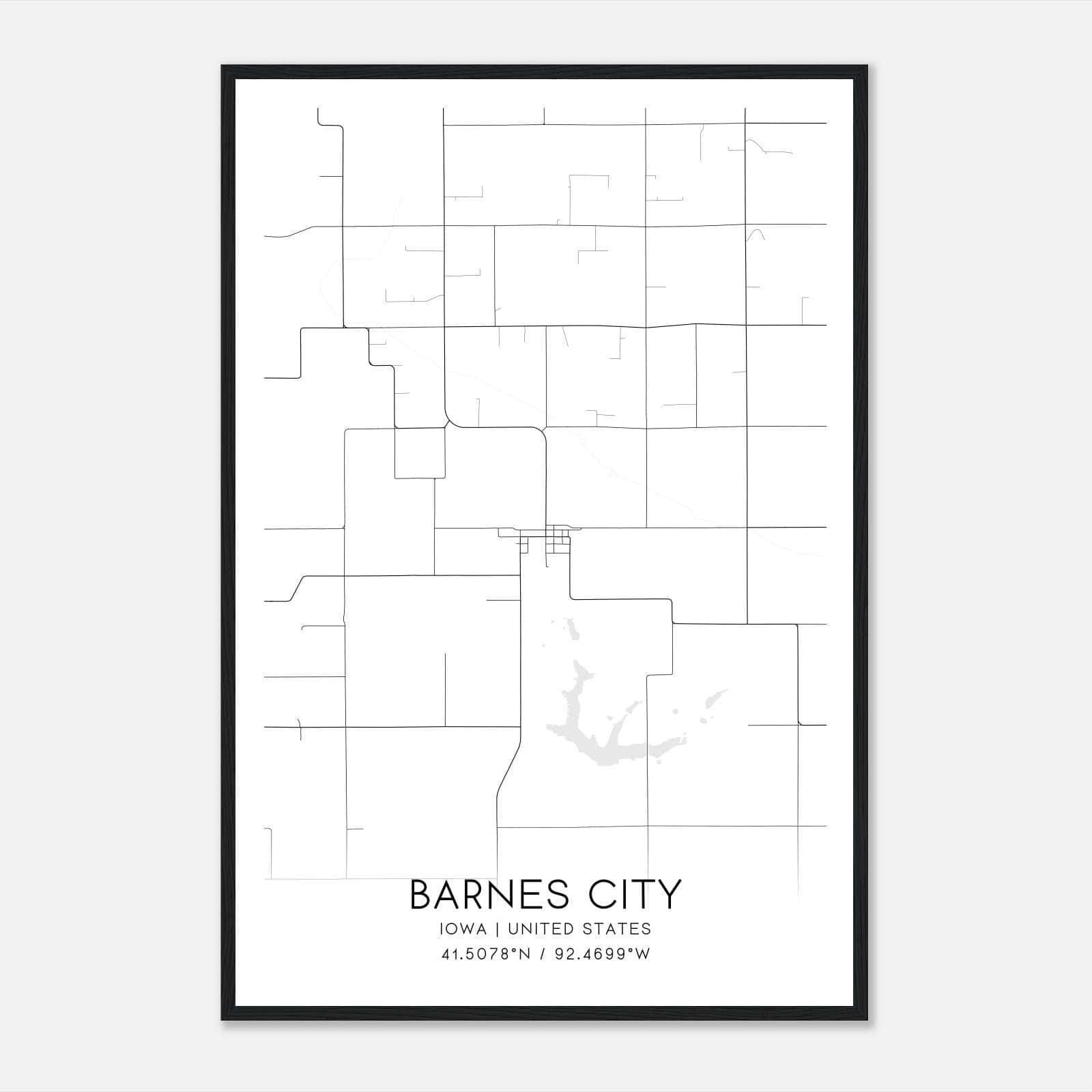 Barnes City Iowa Map Poster, Modern Home Decor Wall Art Print Barnes City Iowa Map Poster, Modern Home Decor Wall Art Print
