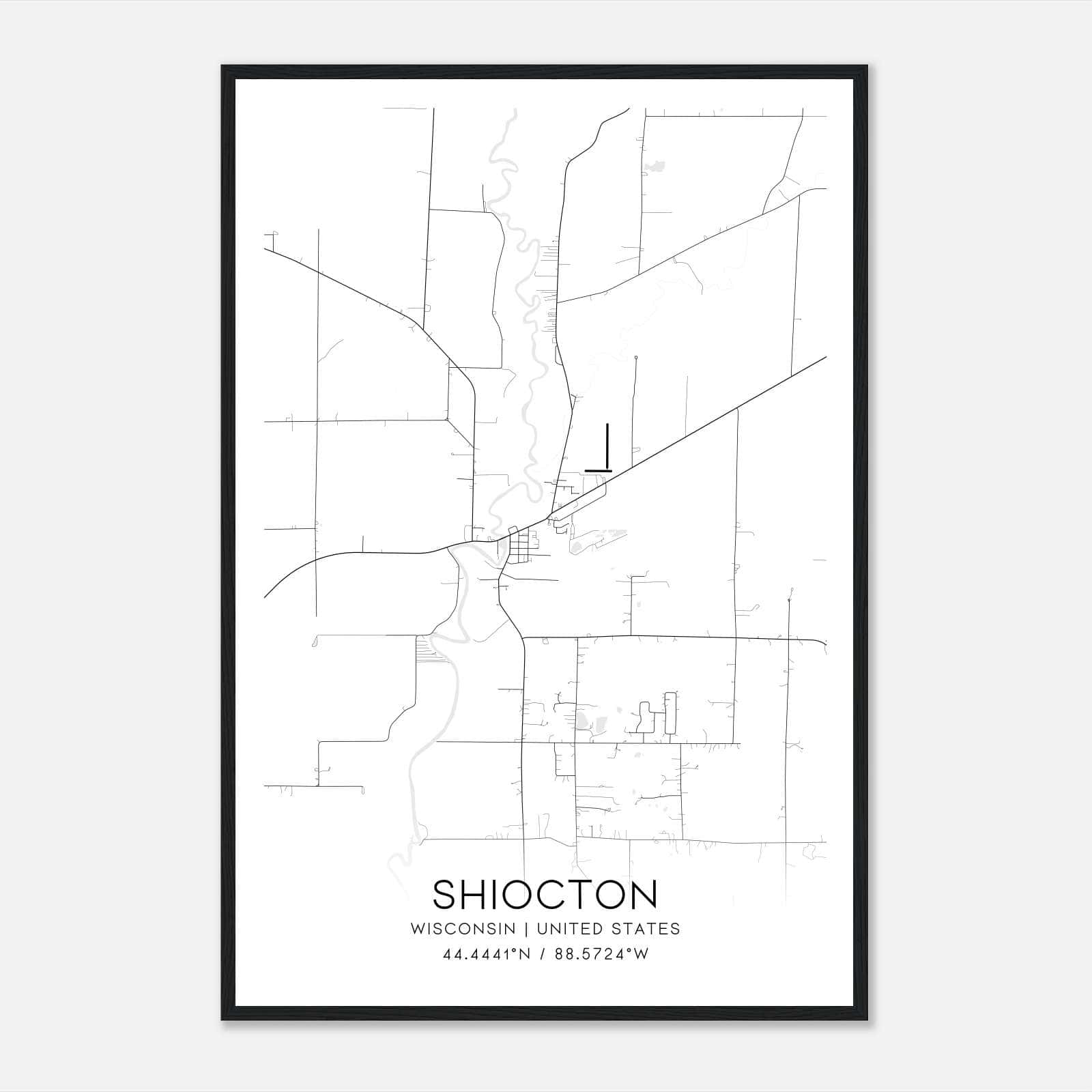 Shiocton Wisconsin Map Poster, Modern Home Decor Wall Art Print Shiocton Wisconsin Map Poster, Modern Home Decor Wall Art Print