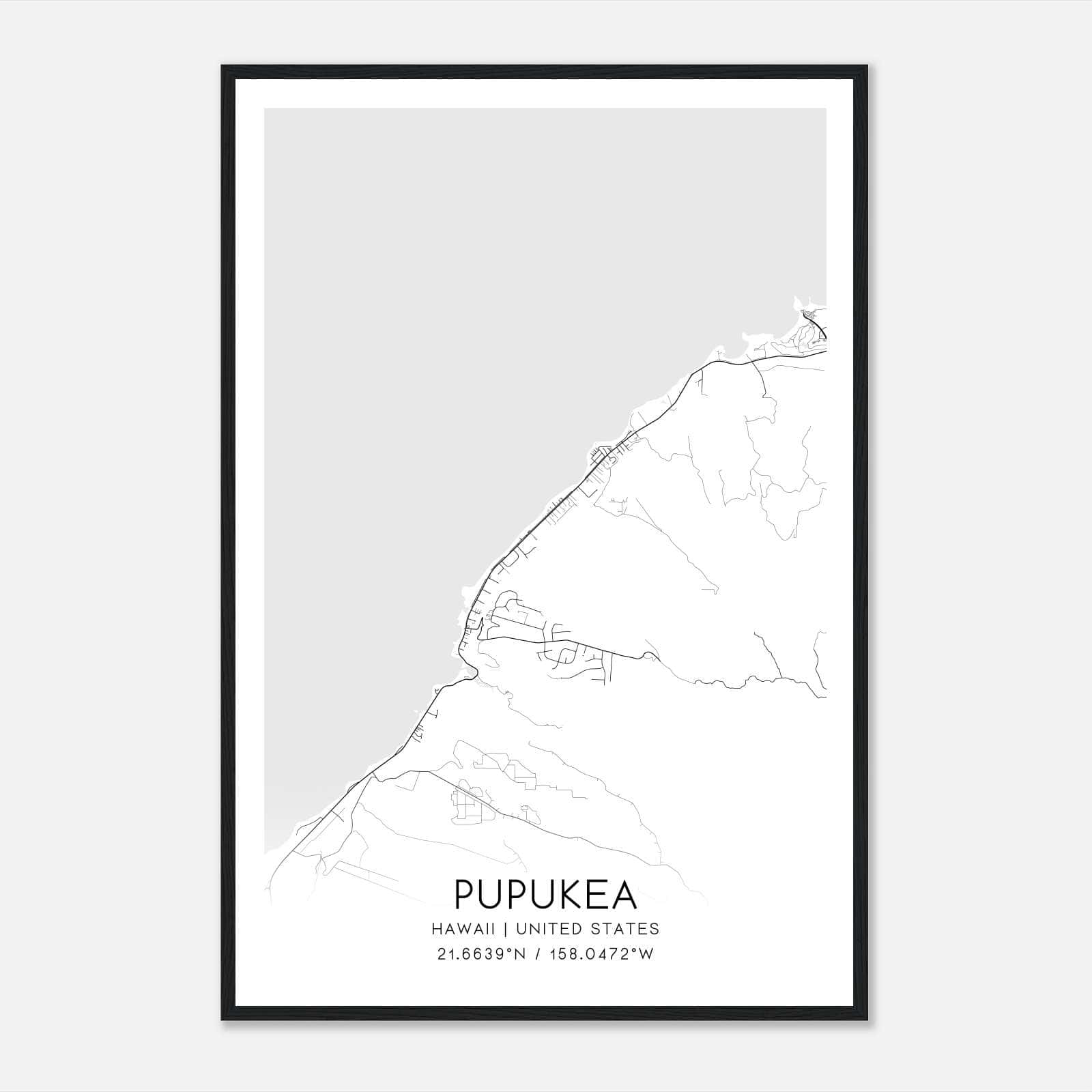 Pupukea Hawaii Map Poster, Modern Home Decor Wall Art Print Pupukea Hawaii Map Poster, Modern Home Decor Wall Art Print