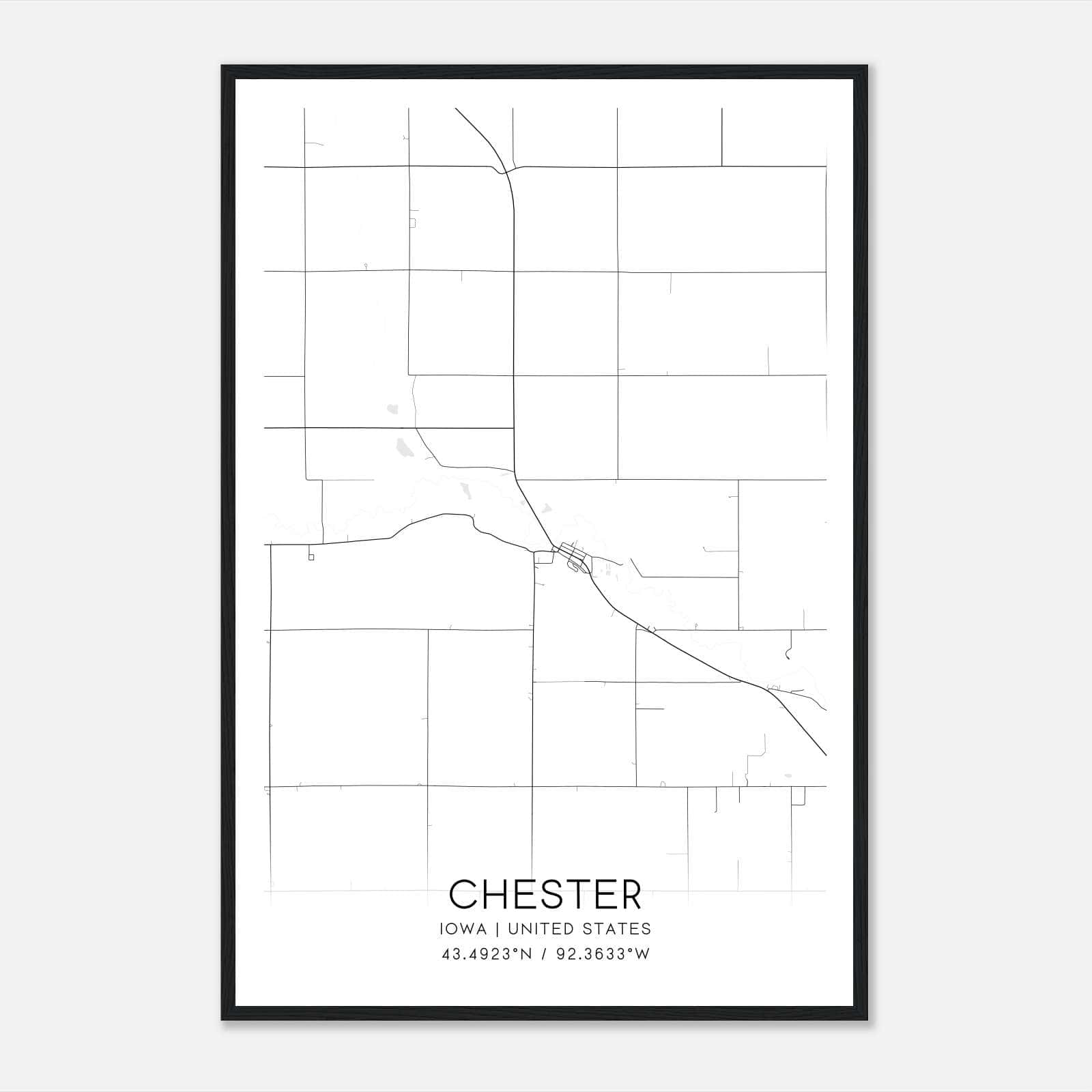 Chester Iowa Map Poster, Modern Home Decor Wall Art Print Chester Iowa Map Poster, Modern Home Decor Wall Art Print