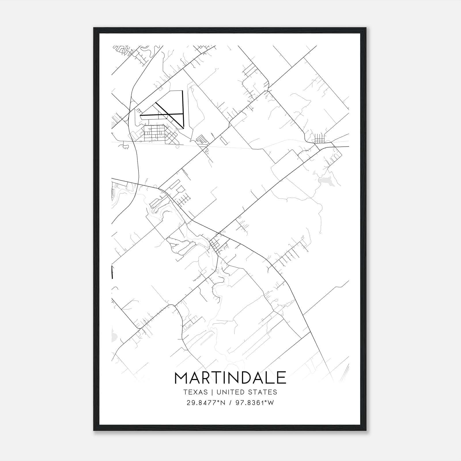 Martindale Texas Map Poster, Modern Home Decor Wall Art Print Martindale Texas Map Poster, Modern Home Decor Wall Art Print