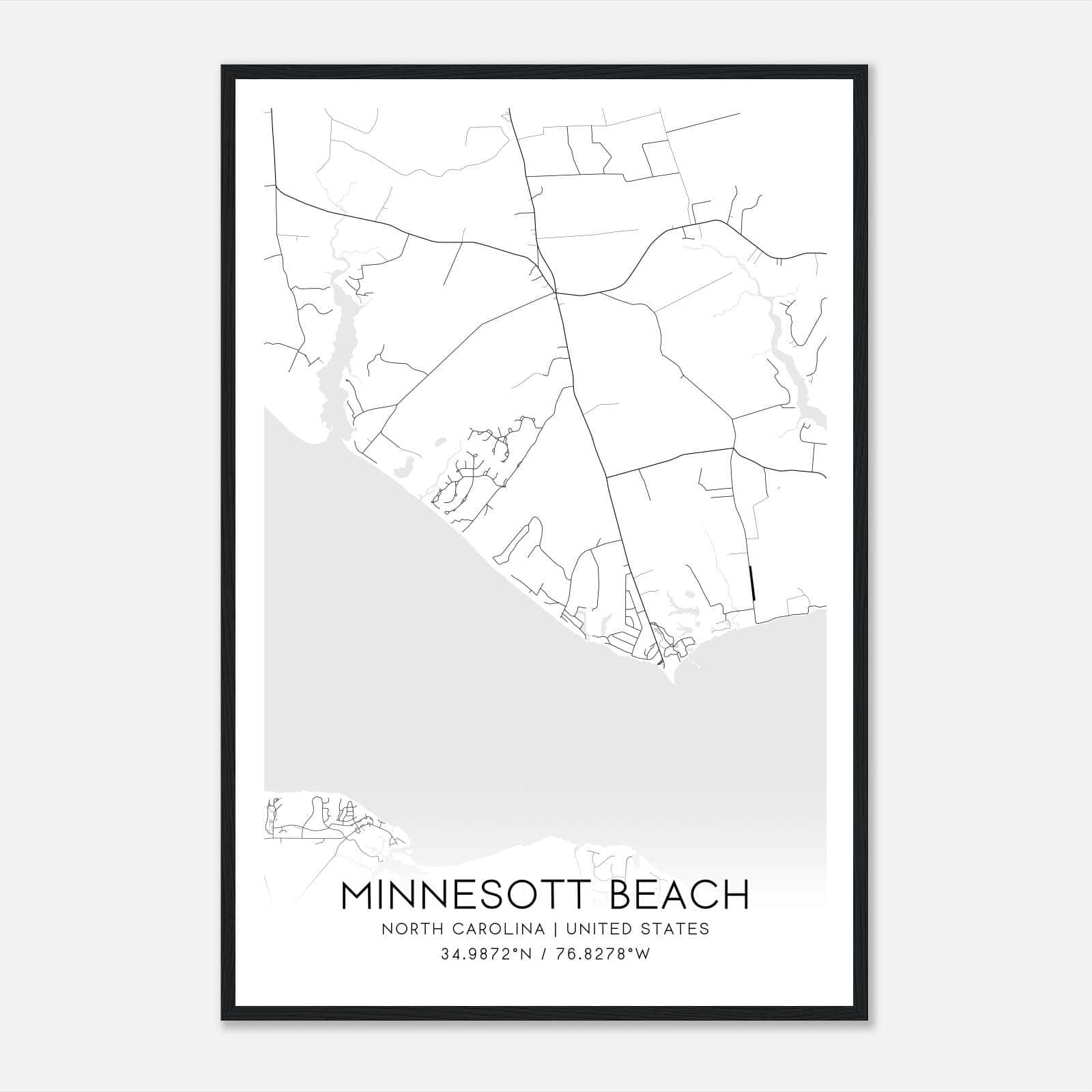 Minnesott Beach North Carolina Map Poster, Modern Home Decor Wall Art Print Minnesott Beach North Carolina Map Poster, Modern Home Decor Wall Art Print