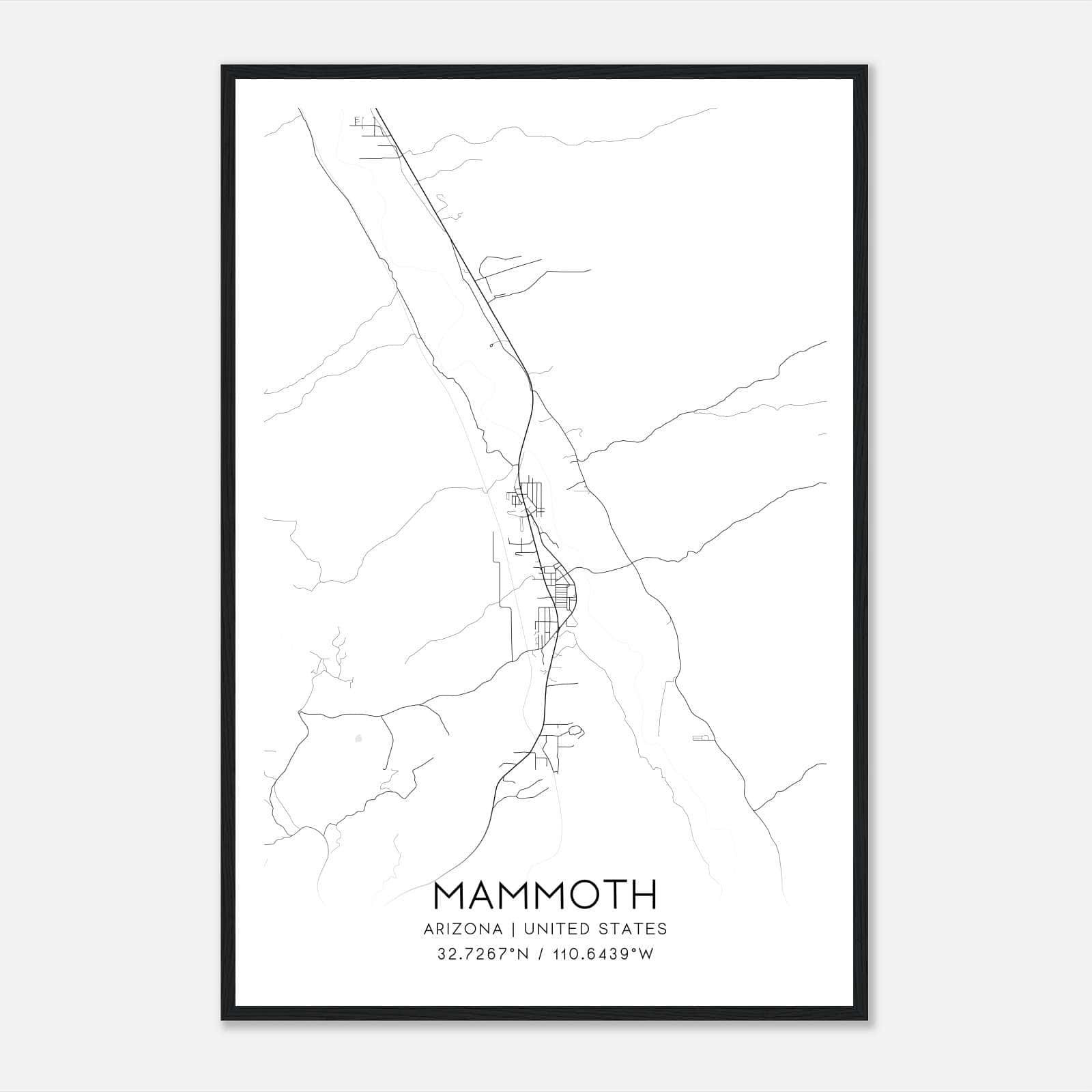 Mammoth Arizona Map Poster, Modern Home Decor Wall Art Print Mammoth Arizona Map Poster, Modern Home Decor Wall Art Print