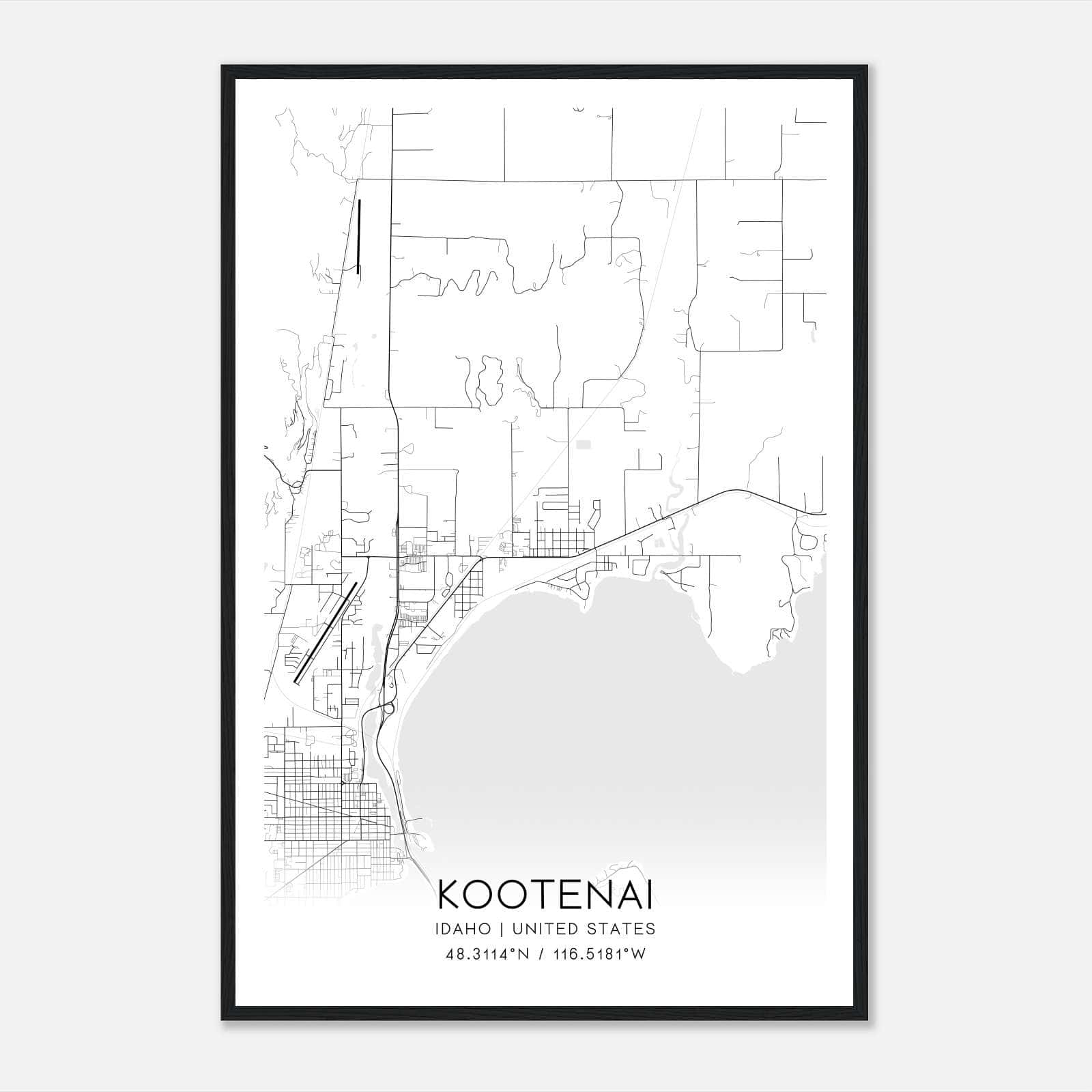 Kootenai Idaho Map Poster, Modern Home Decor Wall Art Print Kootenai Idaho Map Poster, Modern Home Decor Wall Art Print