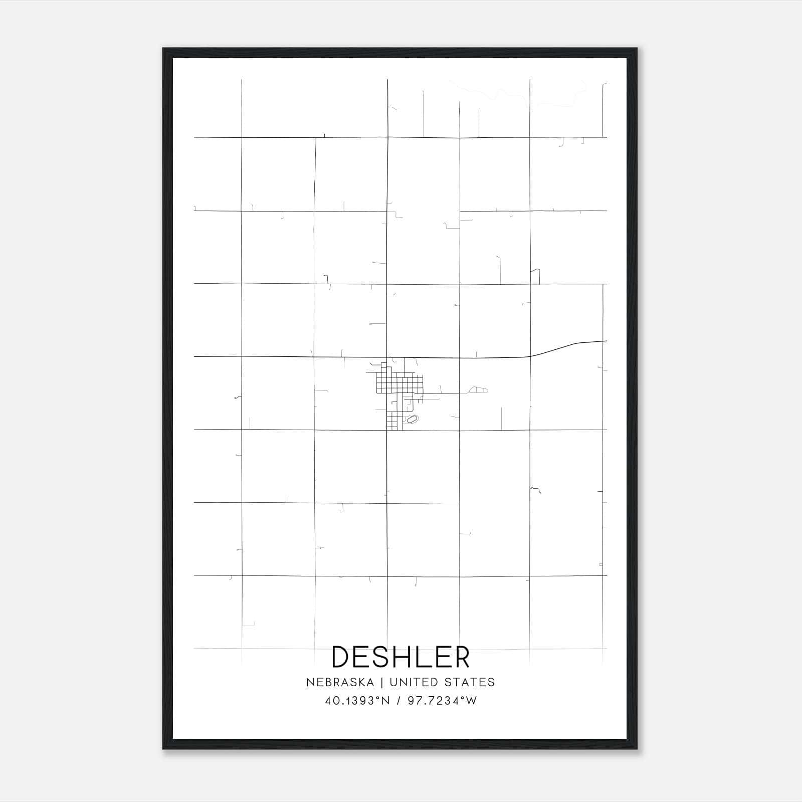 Deshler Nebraska Map Poster, Modern Home Decor Wall Art Print Deshler Nebraska Map Poster, Modern Home Decor Wall Art Print