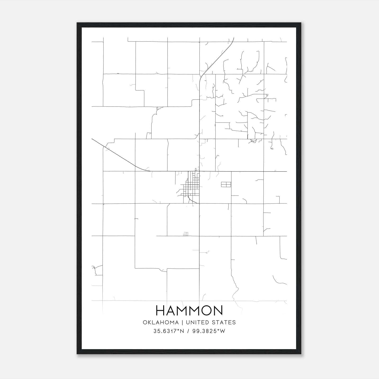 Hammon Oklahoma Map Poster, Modern Home Decor Wall Art Print Hammon Oklahoma Map Poster, Modern Home Decor Wall Art Print