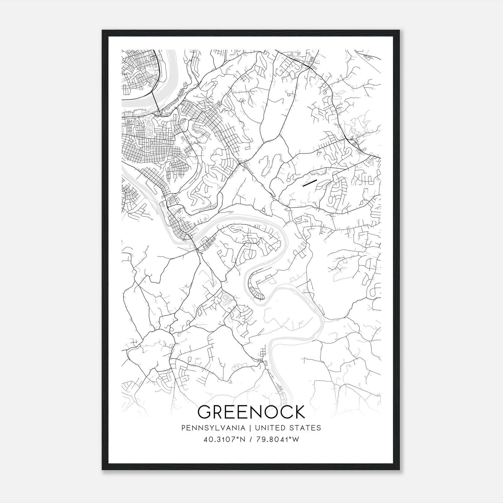 Greenock Pennsylvania Map Poster, Modern Home Decor Wall Art Print Greenock Pennsylvania Map Poster, Modern Home Decor Wall Art Print