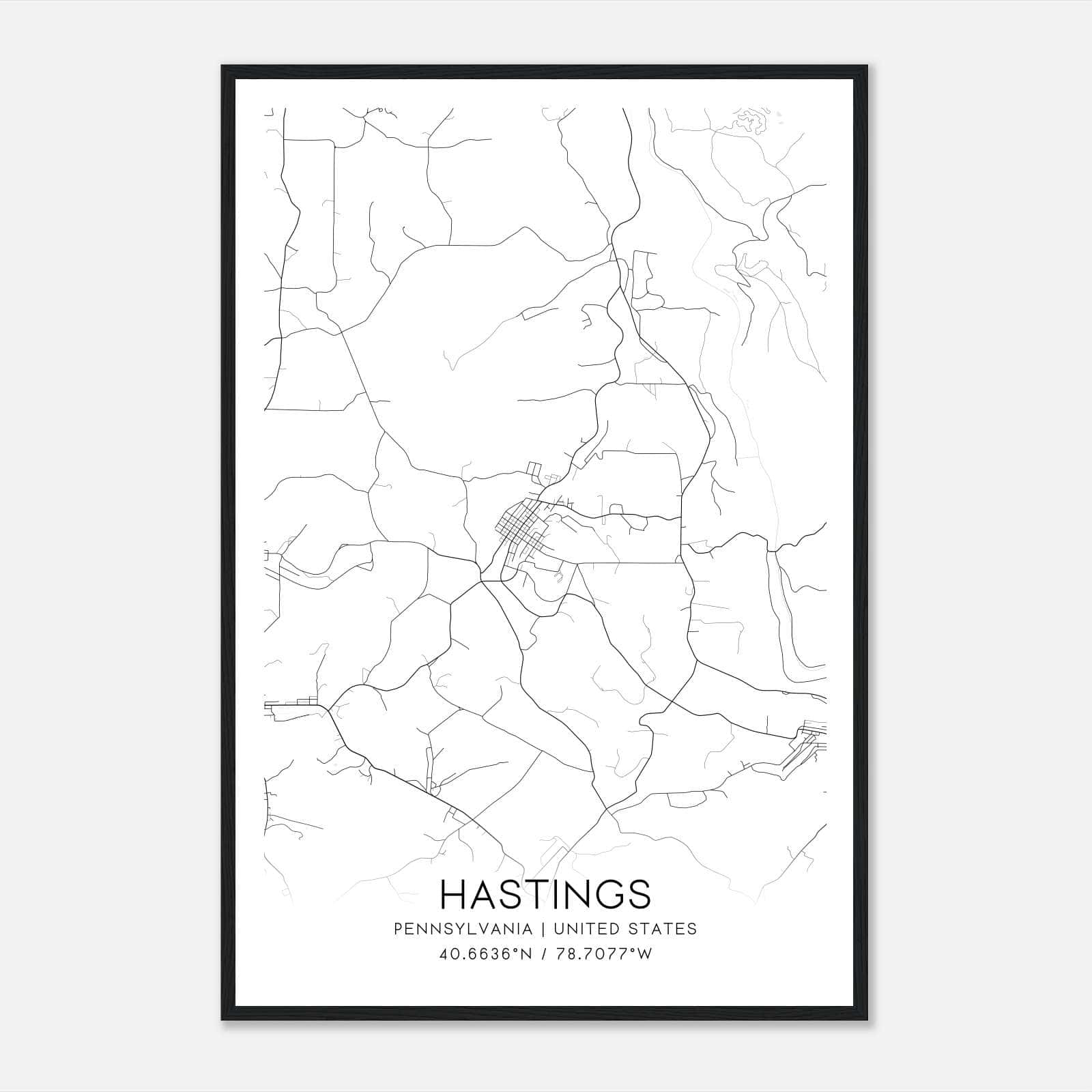Hastings Pennsylvania Map Poster, Modern Home Decor Wall Art Print Hastings Pennsylvania Map Poster, Modern Home Decor Wall Art Print