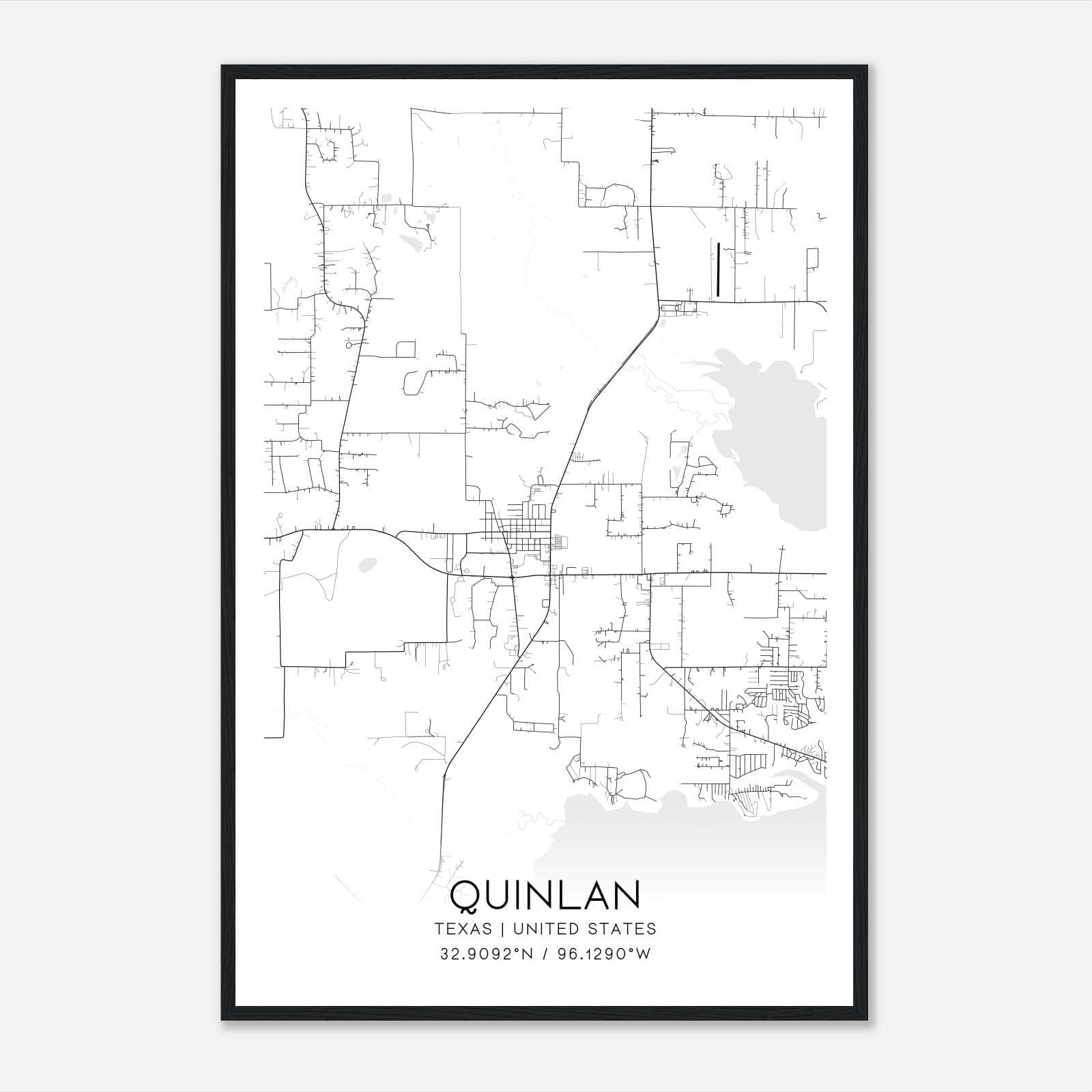Quinlan Texas Map Poster, Modern Home Decor Wall Art Print Quinlan Texas Map Poster, Modern Home Decor Wall Art Print