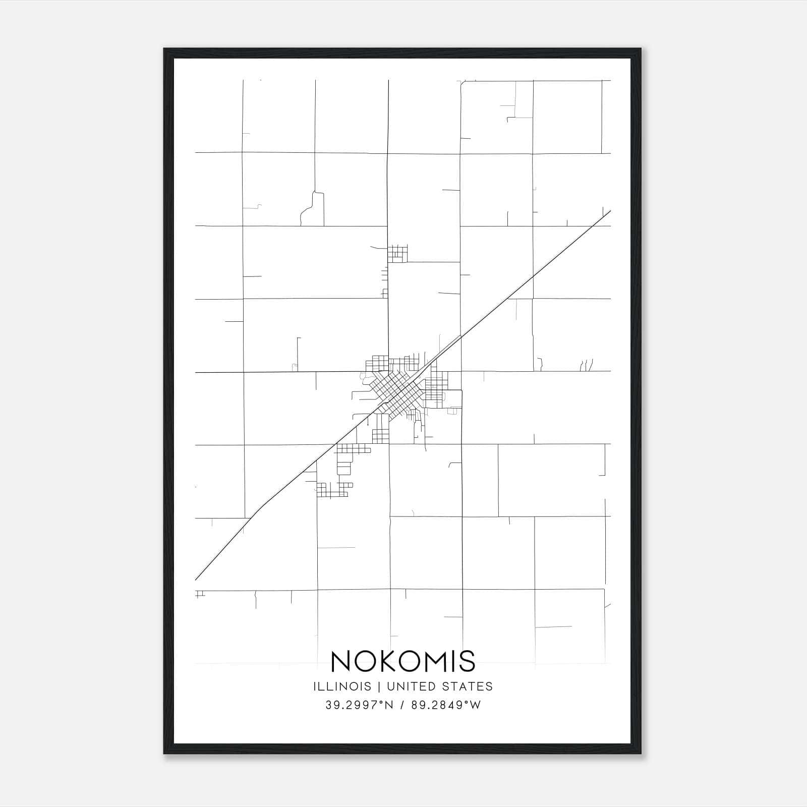 Nokomis Illinois Map Poster, Modern Home Decor Wall Art Print Nokomis Illinois Map Poster, Modern Home Decor Wall Art Print