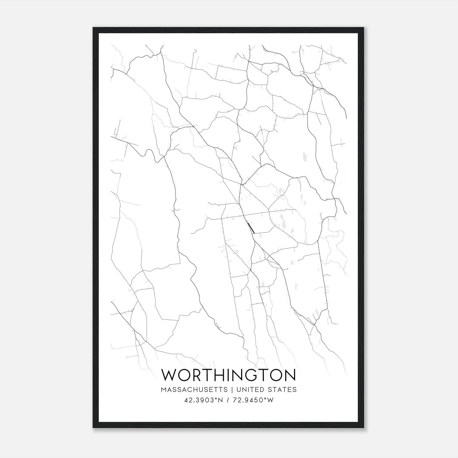 Worthington Massachusetts Map Poster, Modern Home Decor Wall Art Print Worthington Massachusetts Map Poster, Modern Home Decor Wall Art Print