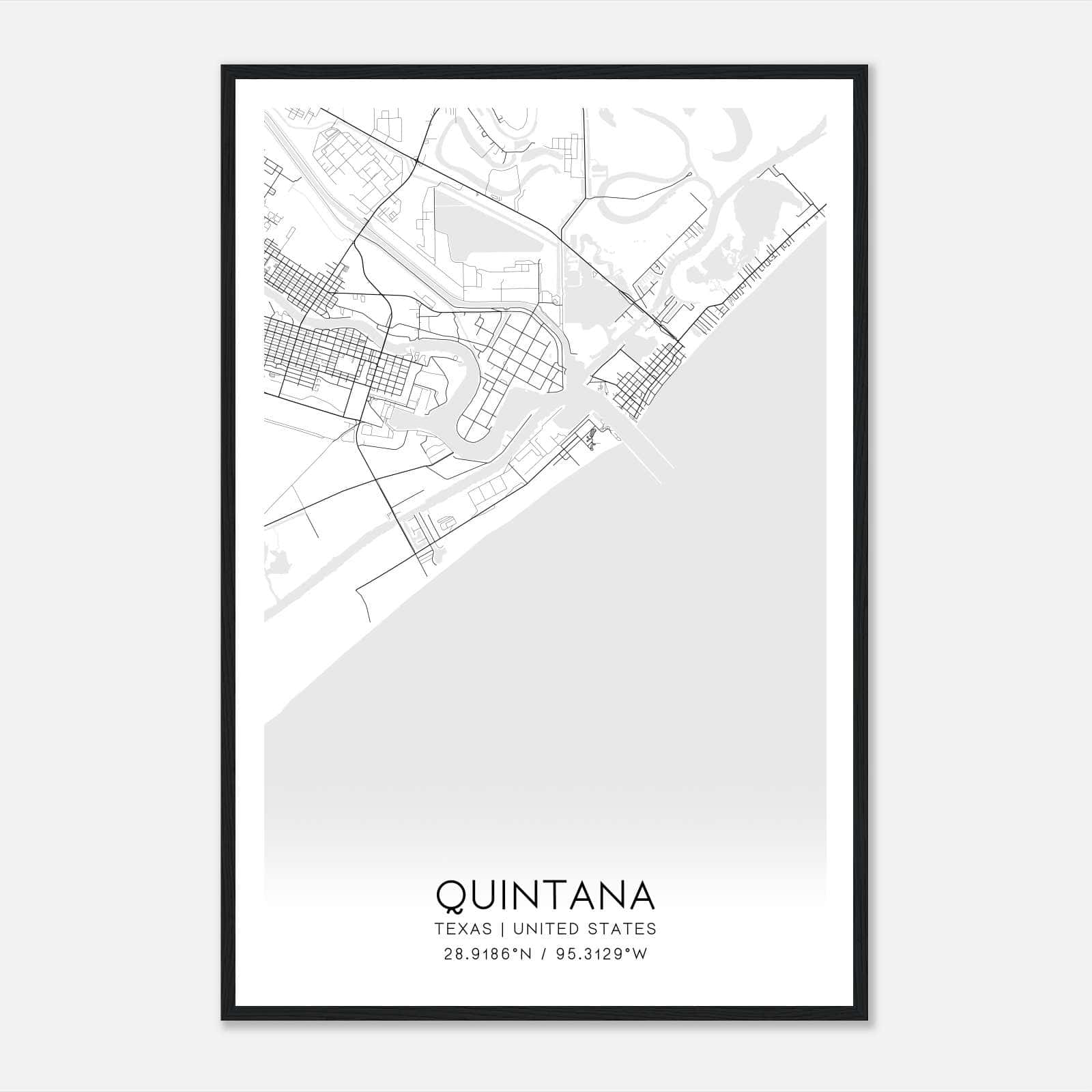 Quintana Texas Map Poster, Modern Home Decor Wall Art Print Quintana Texas Map Poster, Modern Home Decor Wall Art Print