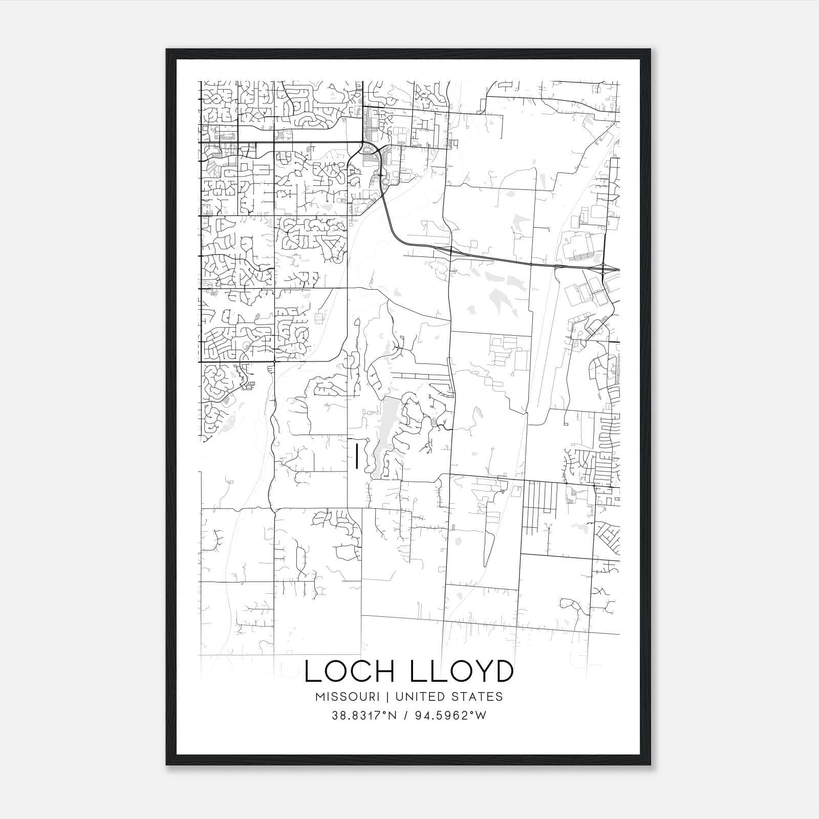 Loch Lloyd Missouri Map Poster, Modern Home Decor Wall Art Print Loch Lloyd Missouri Map Poster, Modern Home Decor Wall Art Print