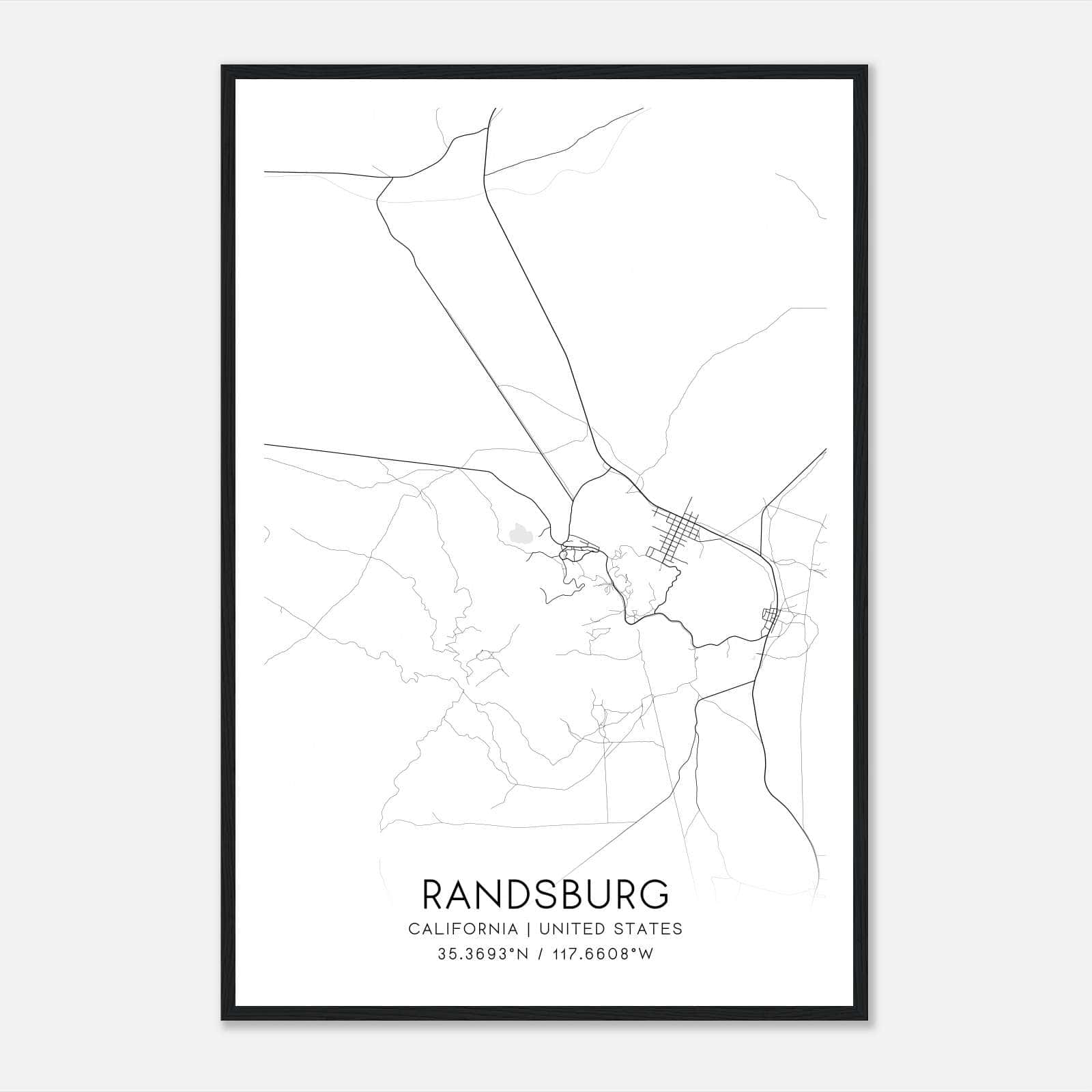 Randsburg California Map Poster, Modern Home Decor Wall Art Print Randsburg California Map Poster, Modern Home Decor Wall Art Print