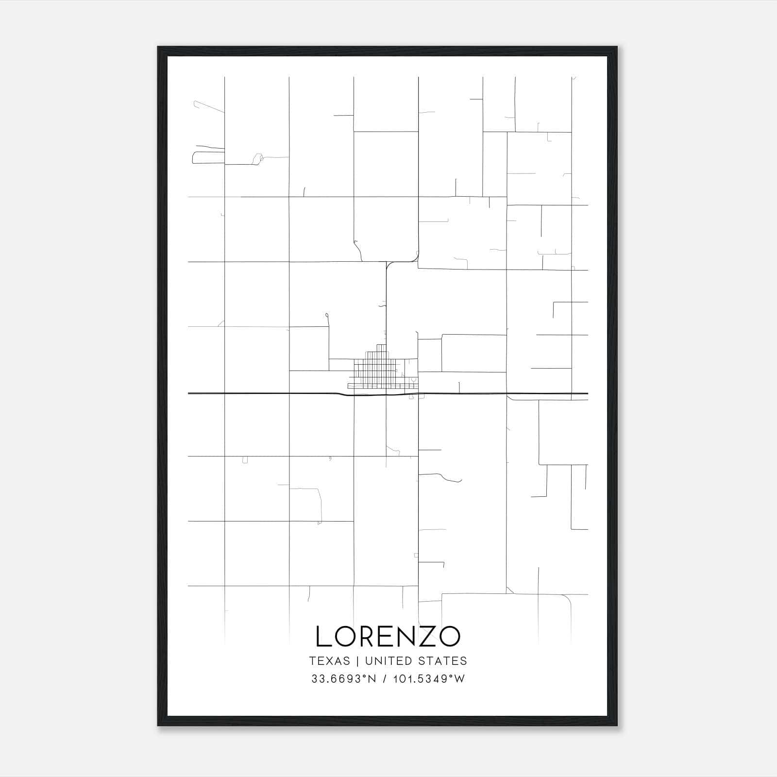Lorenzo Texas Map Poster, Modern Home Decor Wall Art Print Lorenzo Texas Map Poster, Modern Home Decor Wall Art Print