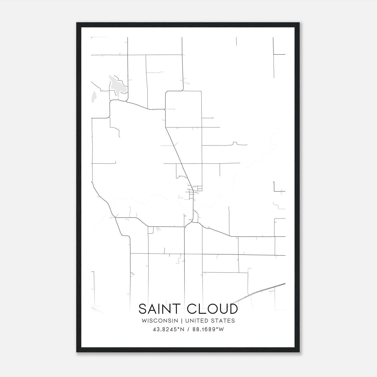 Saint Cloud Wisconsin Map Poster, Modern Home Decor Wall Art Print Saint Cloud Wisconsin Map Poster, Modern Home Decor Wall Art Print