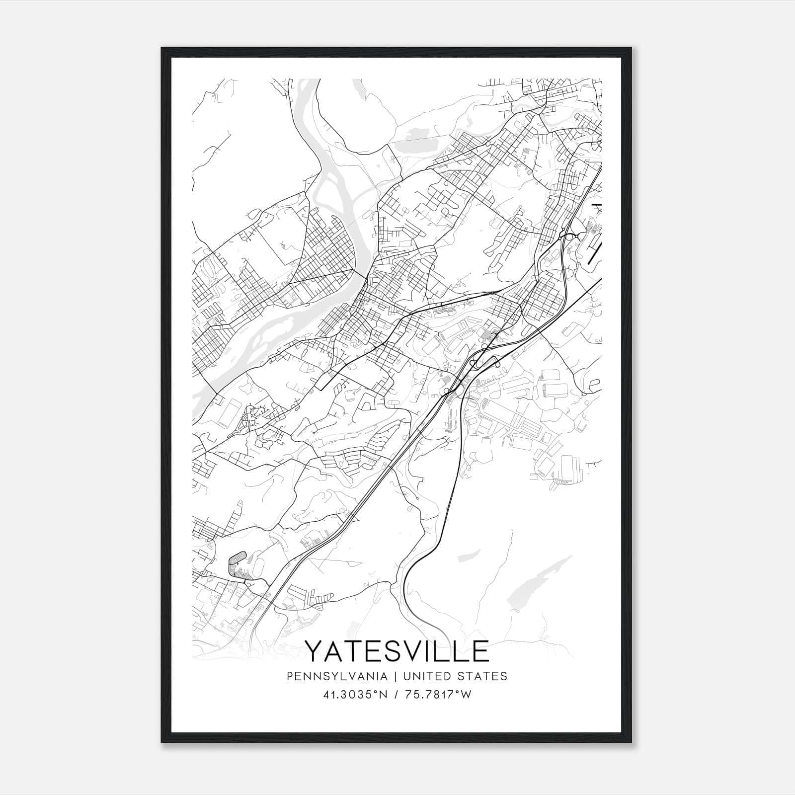 Yatesville Pennsylvania Map Poster, Modern Home Decor Wall Art Print Yatesville Pennsylvania Map Poster, Modern Home Decor Wall Art Print