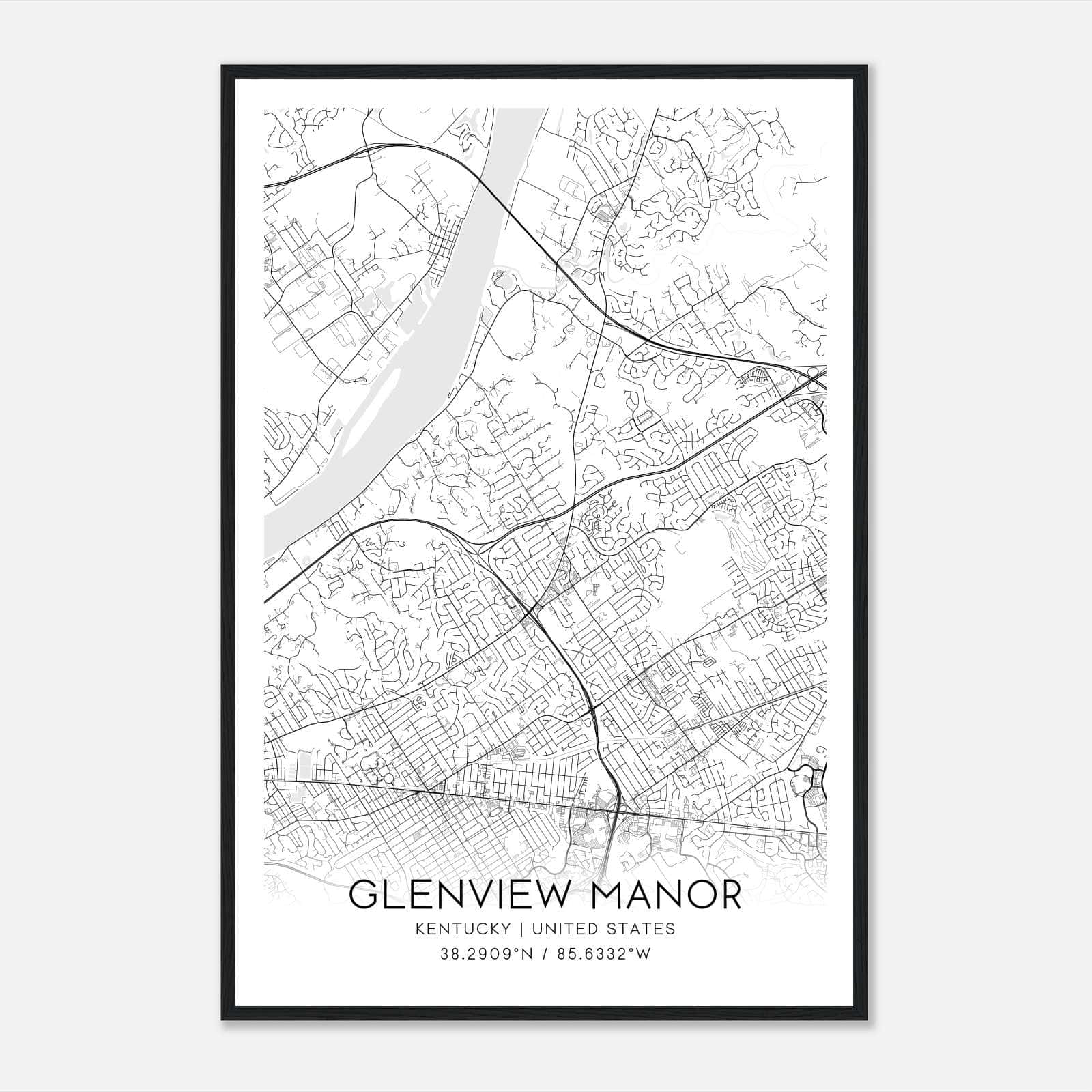 Glenview Manor Kentucky Map Poster, Modern Home Decor Wall Art Print Glenview Manor Kentucky Map Poster, Modern Home Decor Wall Art Print