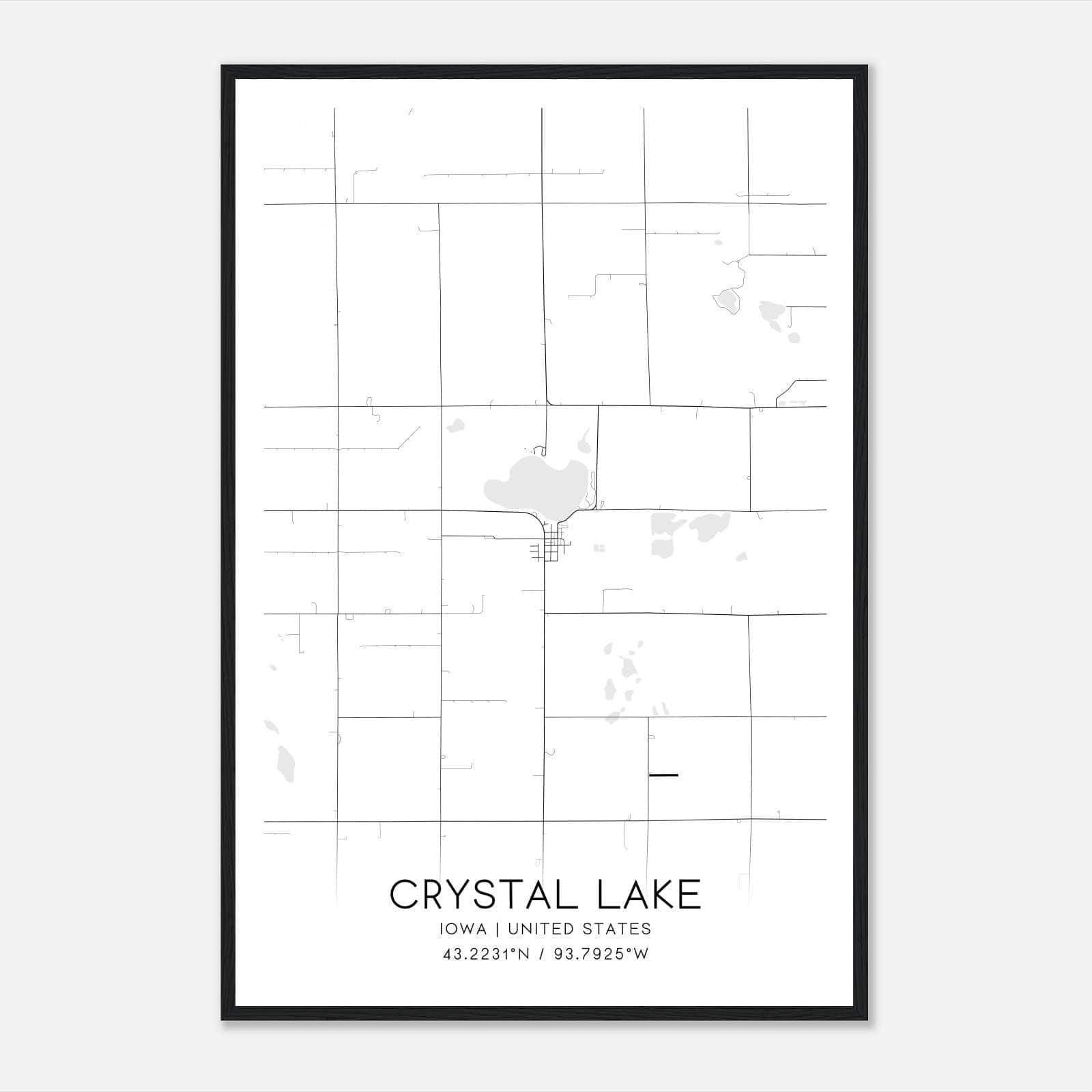 Crystal Lake Iowa Map Poster, Modern Home Decor Wall Art Print Crystal Lake Iowa Map Poster, Modern Home Decor Wall Art Print