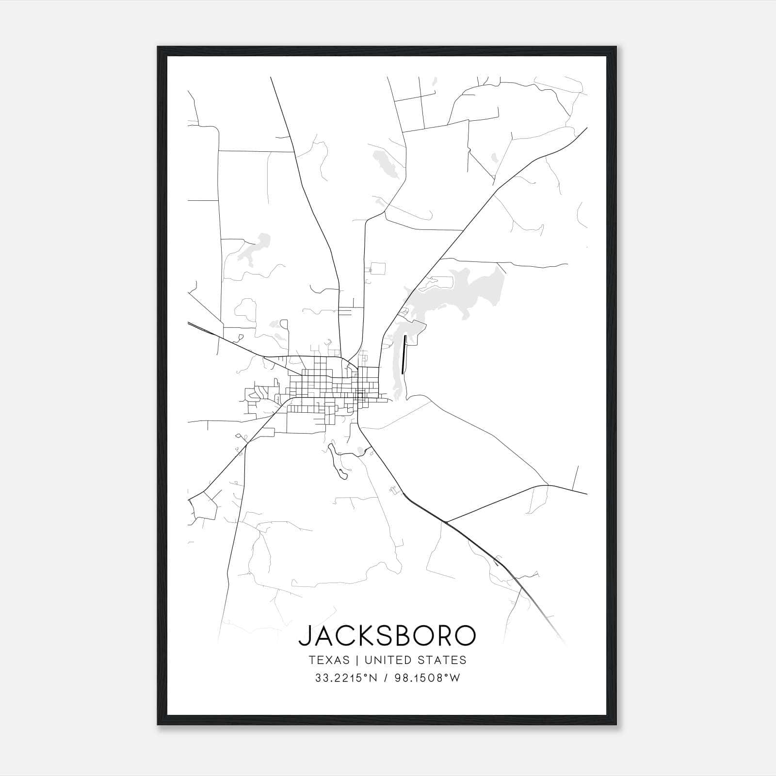Jacksboro Texas Map Poster, Modern Home Decor Wall Art Print Jacksboro Texas Map Poster, Modern Home Decor Wall Art Print