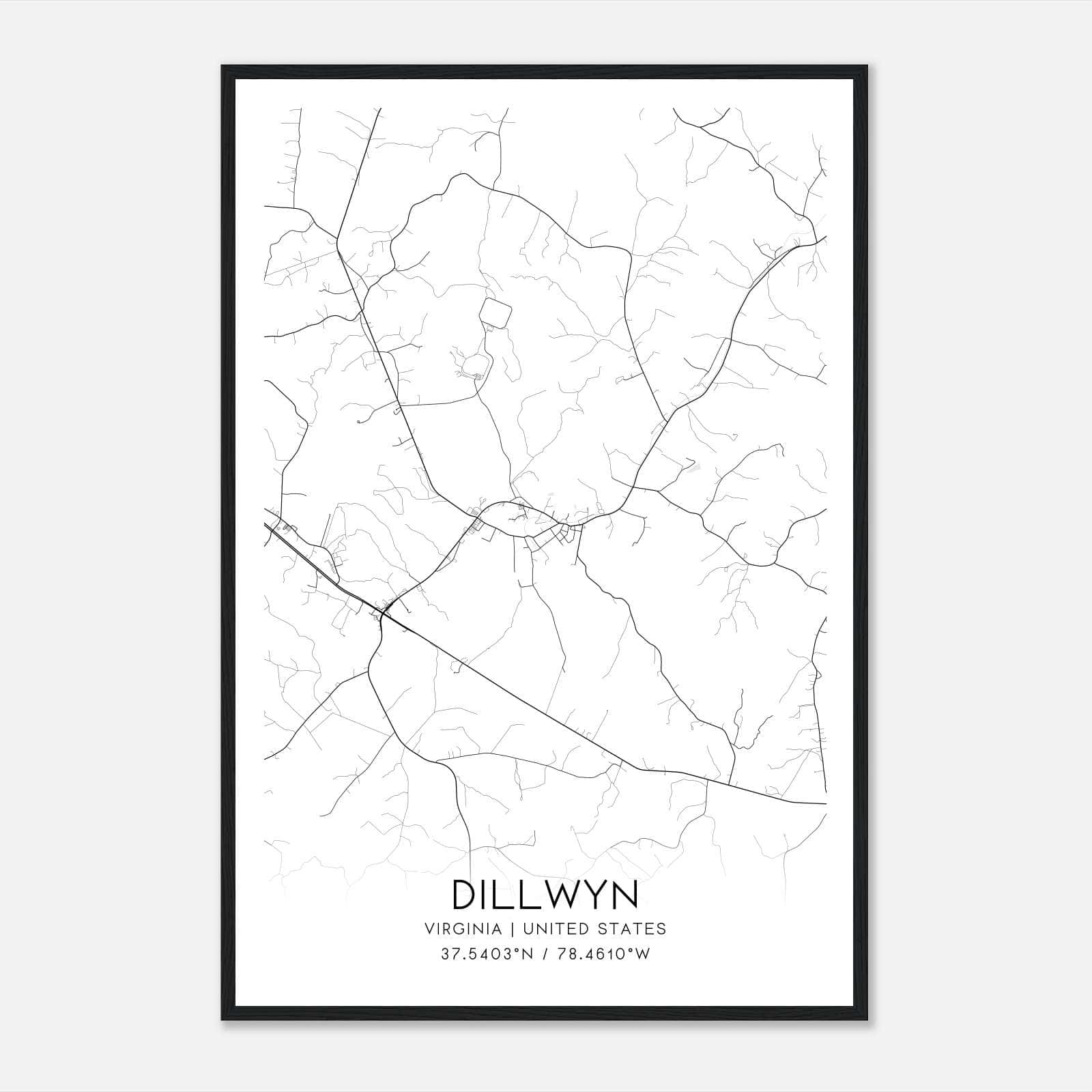 Dillwyn Virginia Map Poster, Modern Home Decor Wall Art Print Dillwyn Virginia Map Poster, Modern Home Decor Wall Art Print