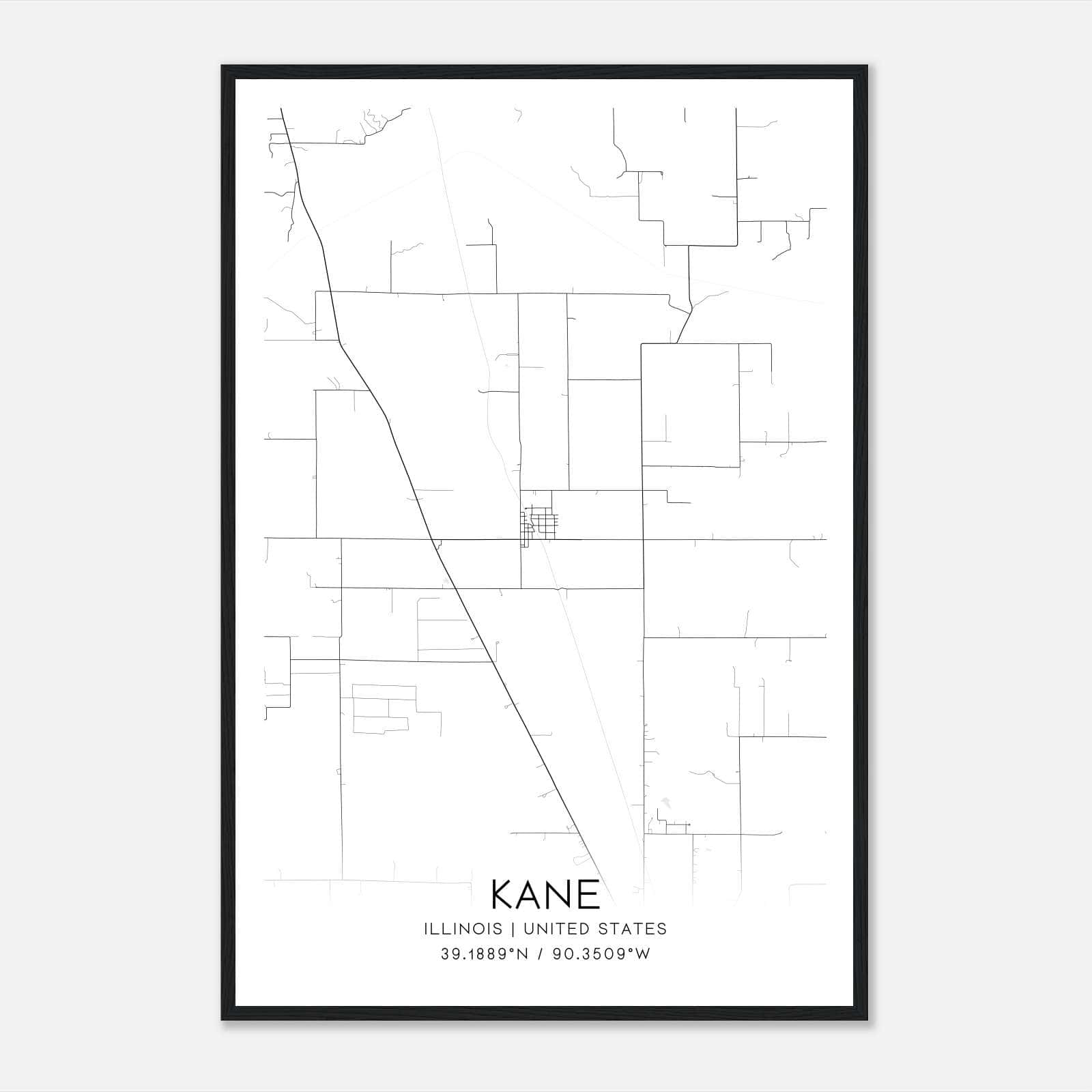 Kane Illinois Map Poster, Modern Home Decor Wall Art Print Kane Illinois Map Poster, Modern Home Decor Wall Art Print