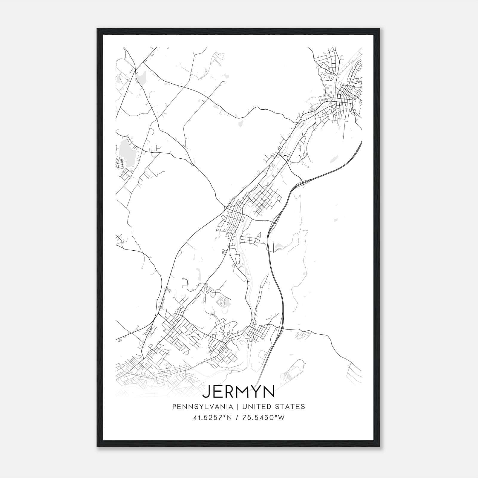Jermyn Pennsylvania Map Poster, Modern Home Decor Wall Art Print Jermyn Pennsylvania Map Poster, Modern Home Decor Wall Art Print