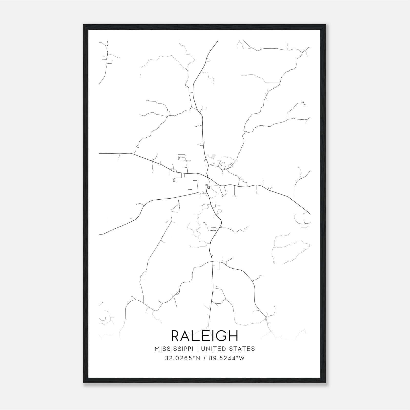 Raleigh Mississippi Map Poster, Modern Home Decor Wall Art Print Raleigh Mississippi Map Poster, Modern Home Decor Wall Art Print