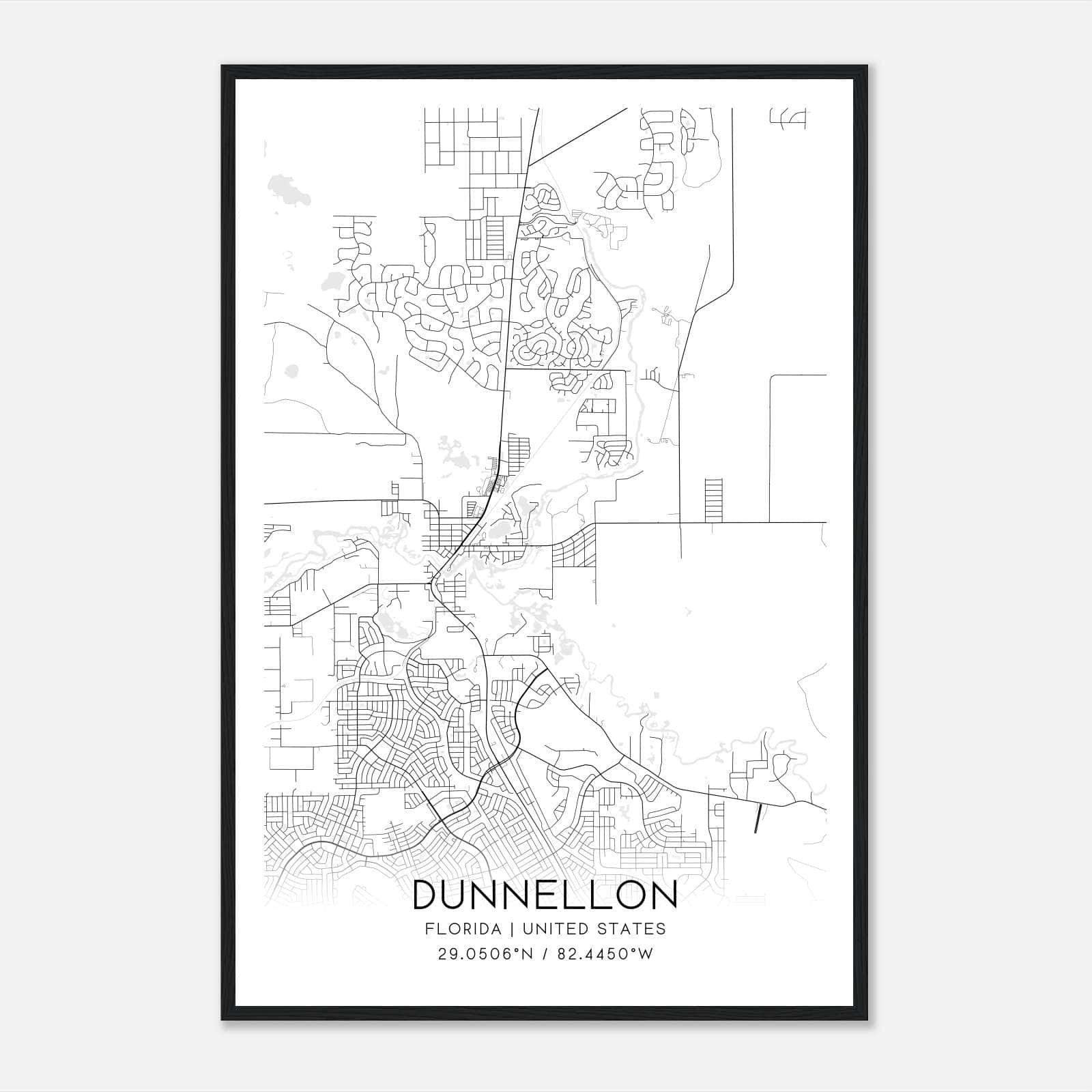 Dunnellon Florida Map Poster, Modern Home Decor Wall Art Print Dunnellon Florida Map Poster, Modern Home Decor Wall Art Print