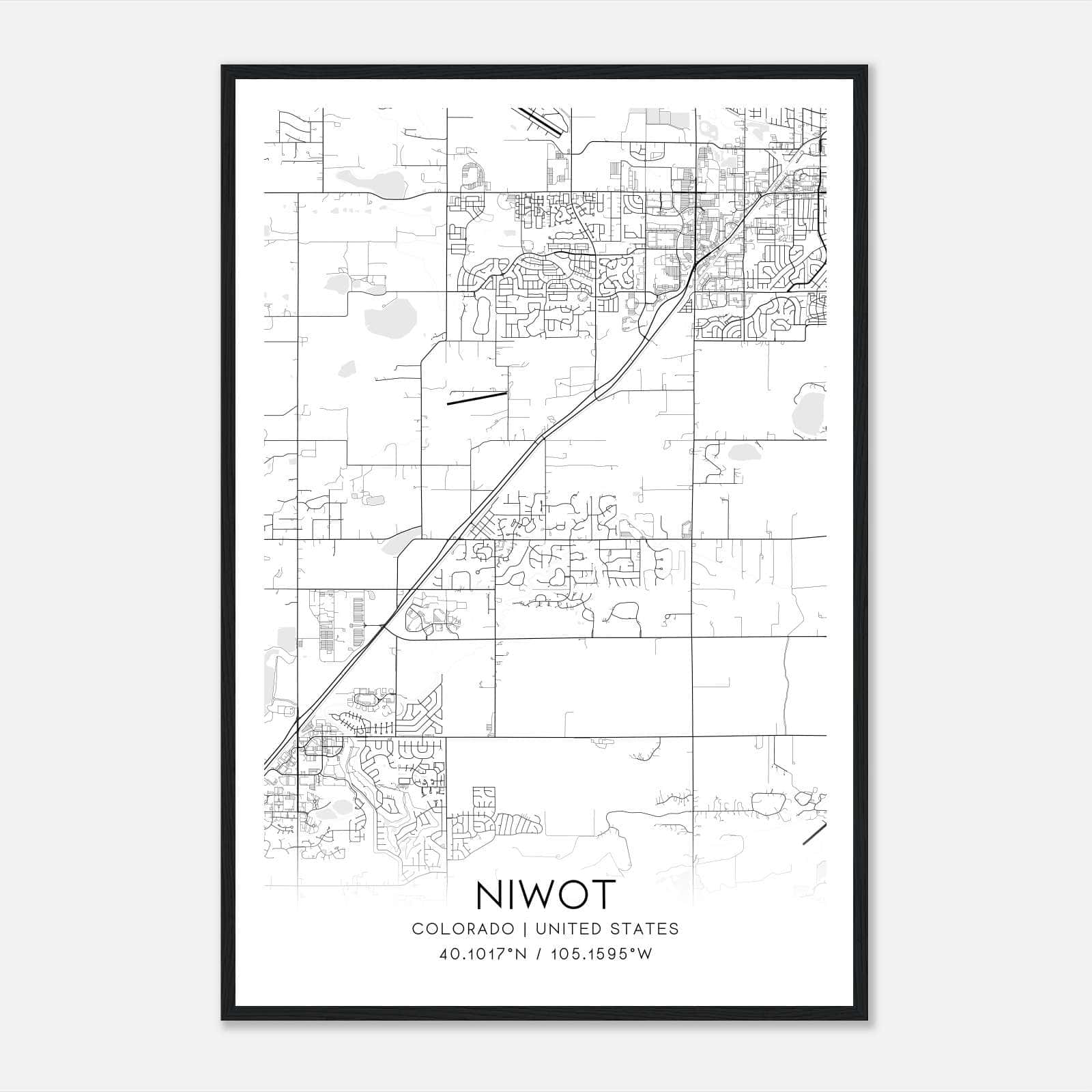 Niwot Colorado Map Poster, Modern Home Decor Wall Art Print Niwot Colorado Map Poster, Modern Home Decor Wall Art Print